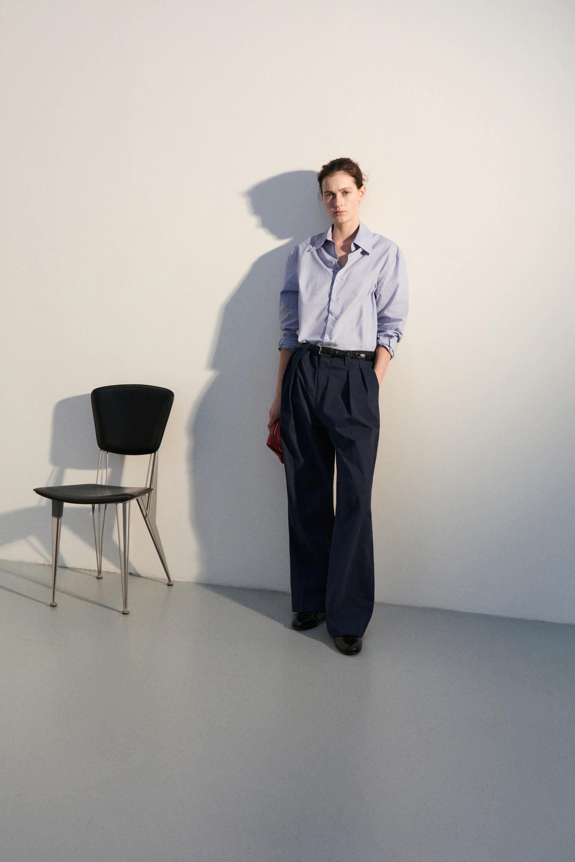 SOLID COTTON POPLIN BOY SHIRT BLUE