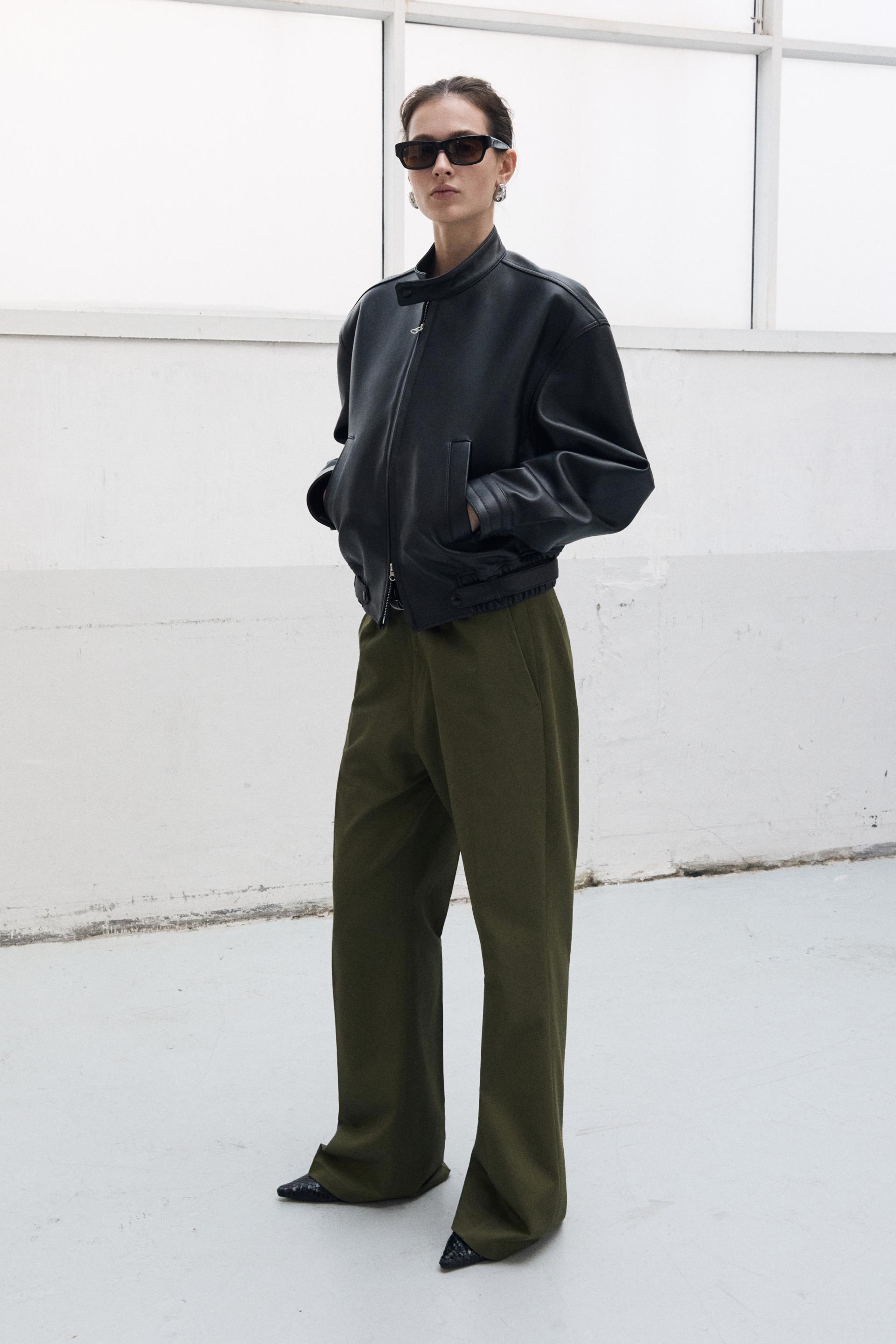 FONTA COTTON DRESS TROUSERS OLIVE DROP