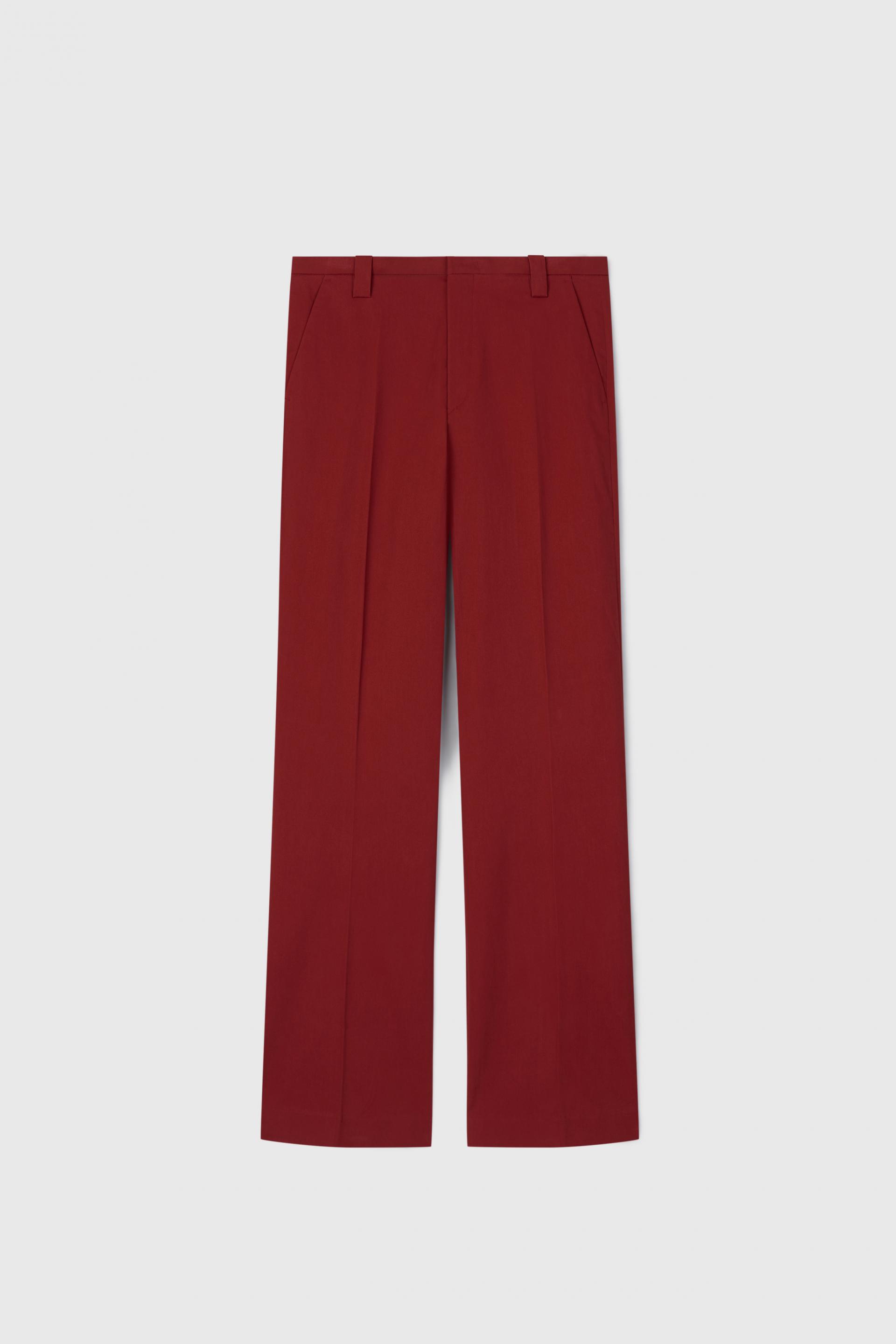 FLAT FRONT WIDE-LEG TROUSERS ROUGE