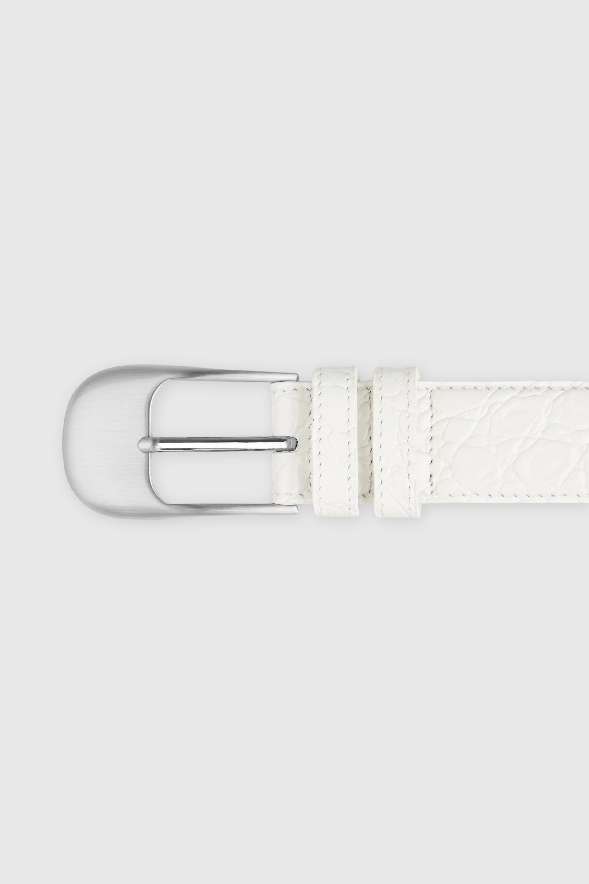 OMBRA BUCKLE BELT WHITE CROCO SILVER
