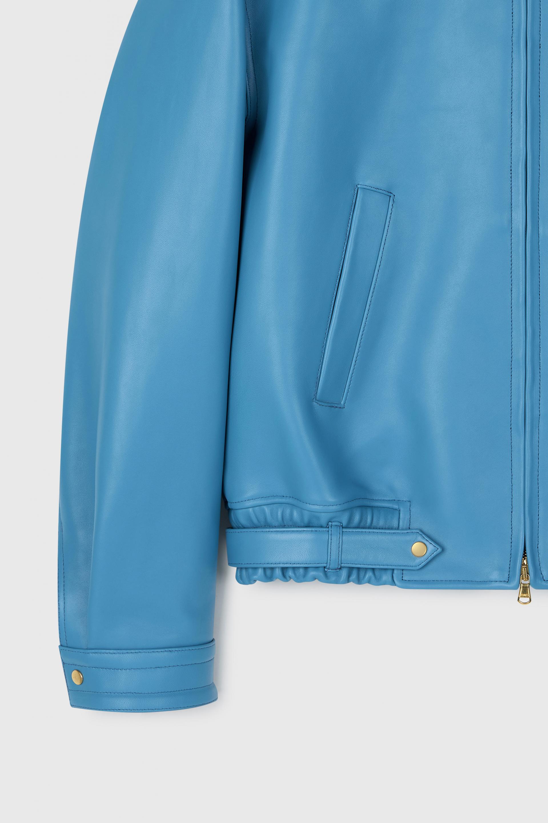 COMAN LAMBSKIN CAFE RACER JACKET OLD TURQUOISE