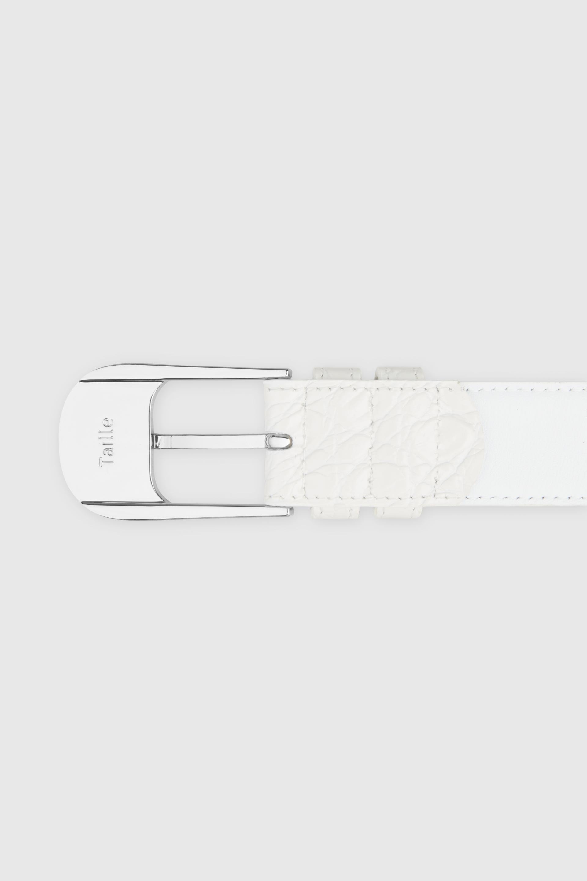 OMBRA BUCKLE BELT WHITE CROCO SILVER