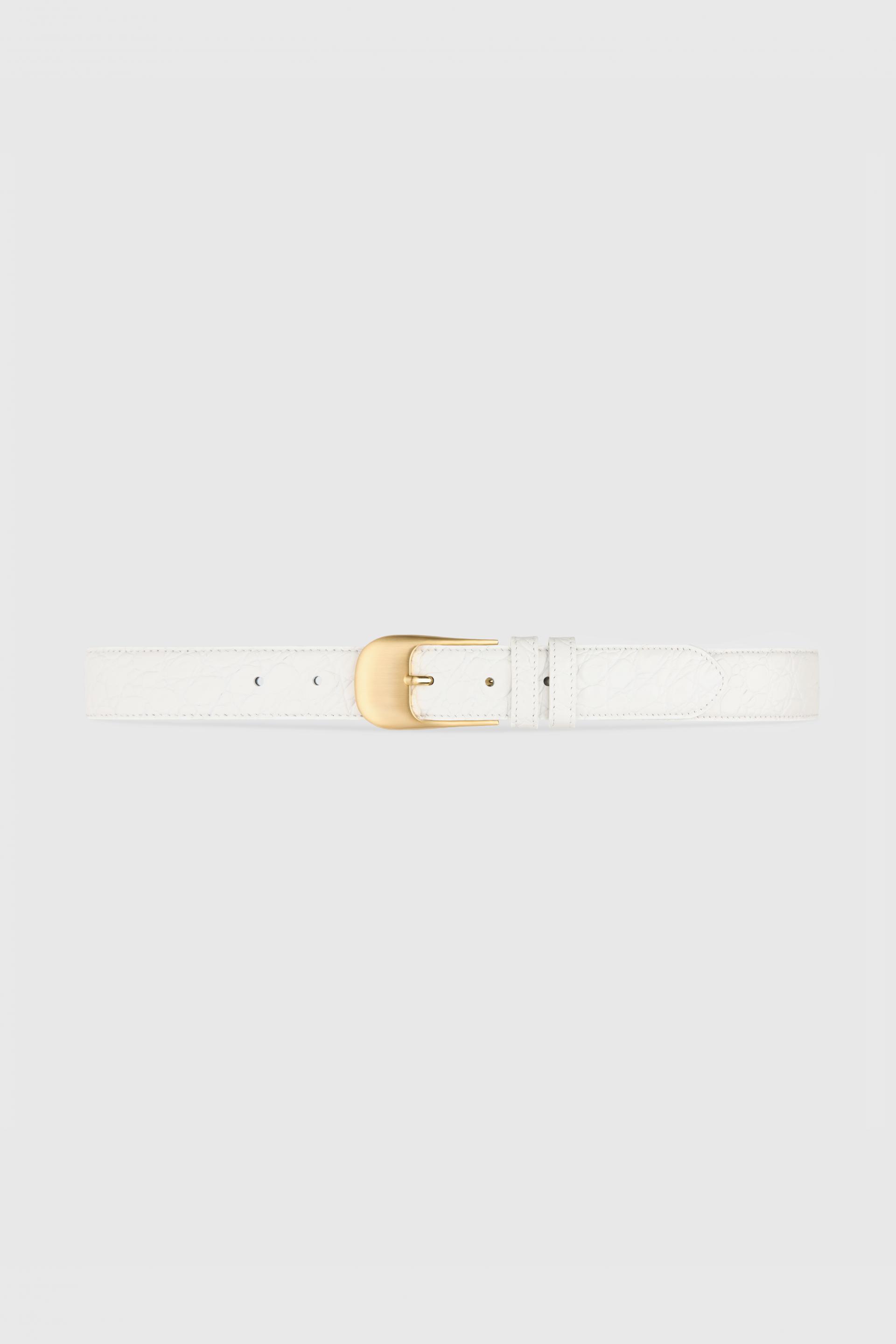 OMBRA BUCKLE BELT WHITE CROCO GOLD