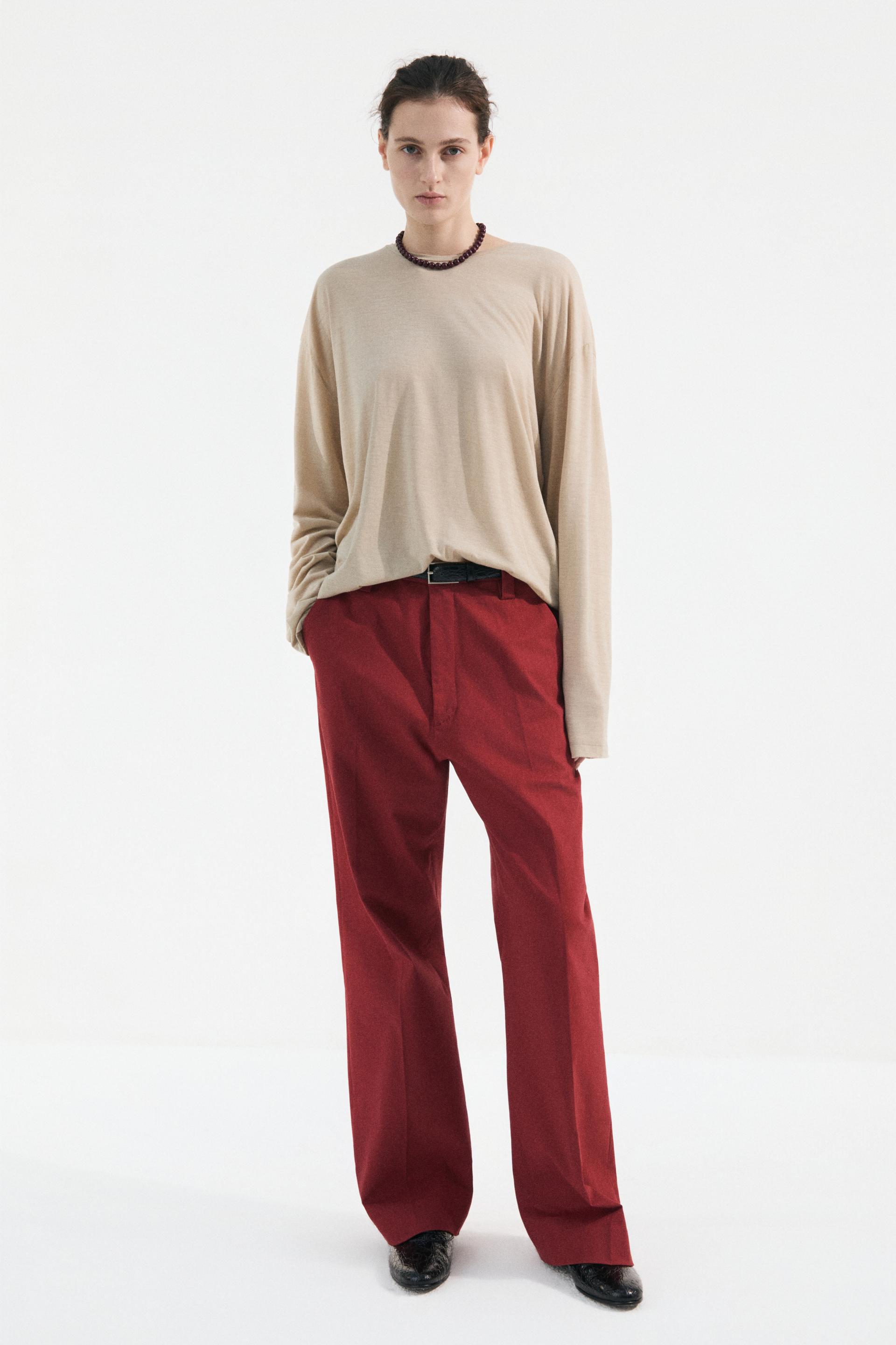 WOOL BLEND SILKY JERSEY TOP SEPIA