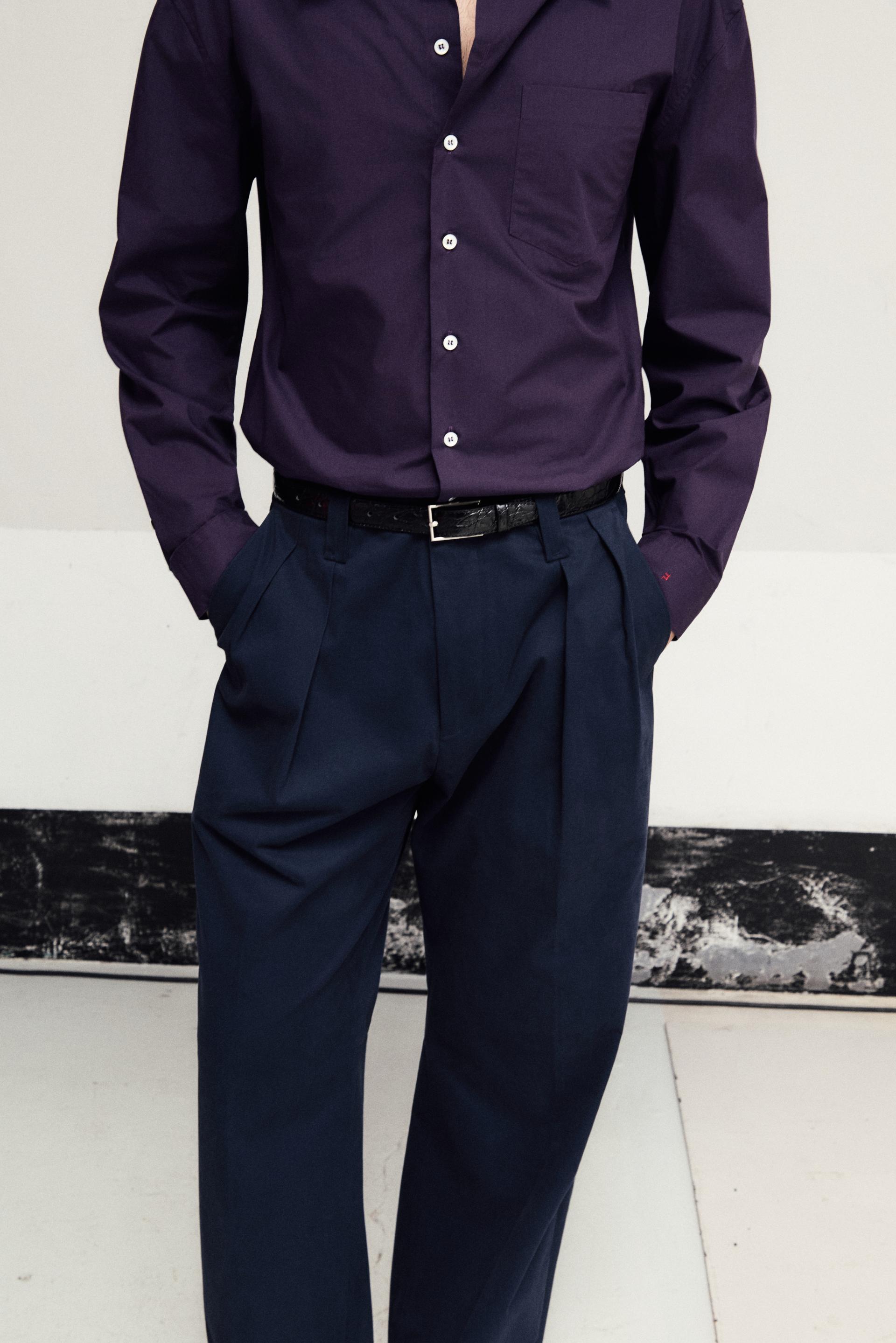 SOLID COTTON POLPLIN BOY SHIRT MULBERRY