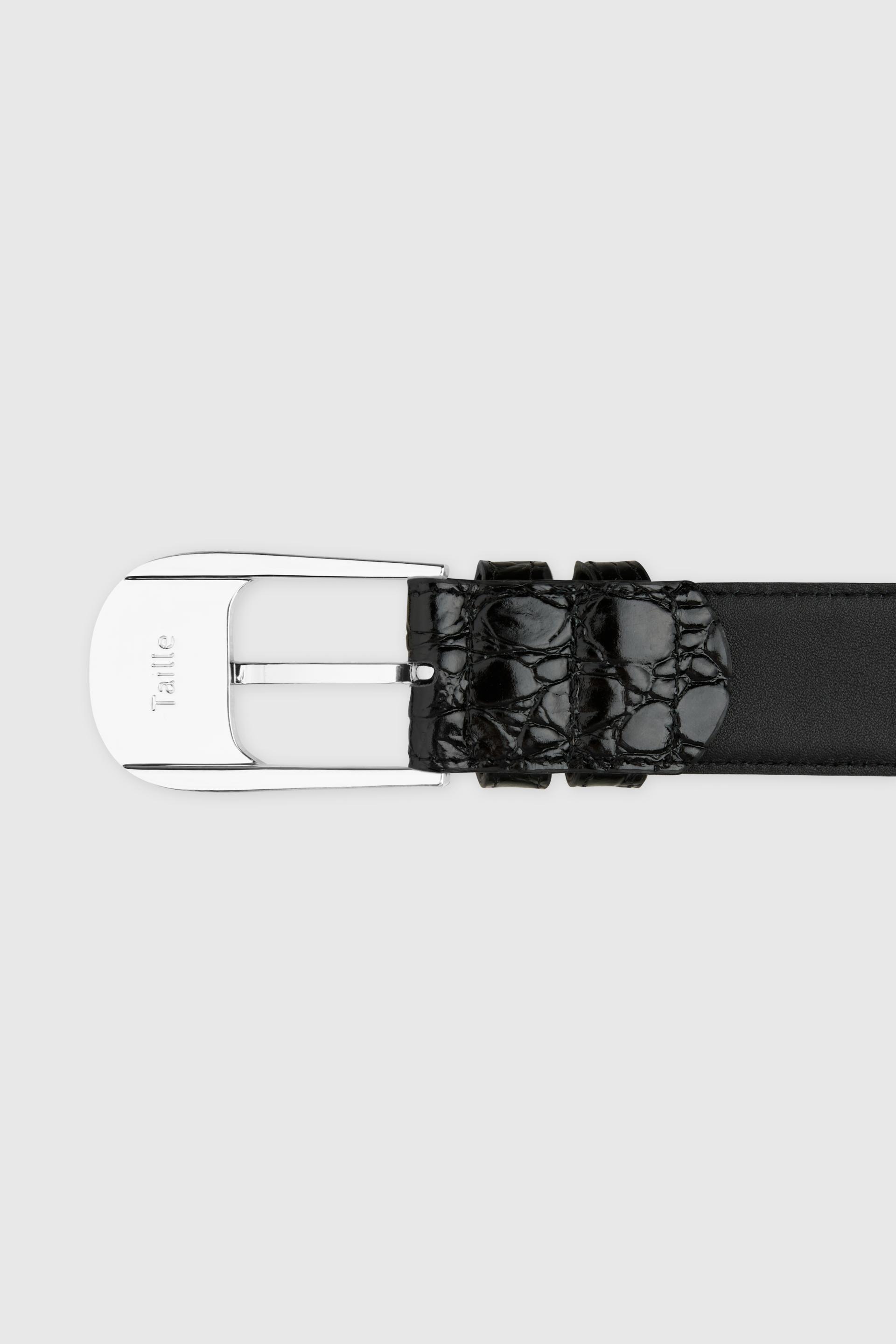 OMBRA BUCKLE BELT BLACK CROCO SILVER
