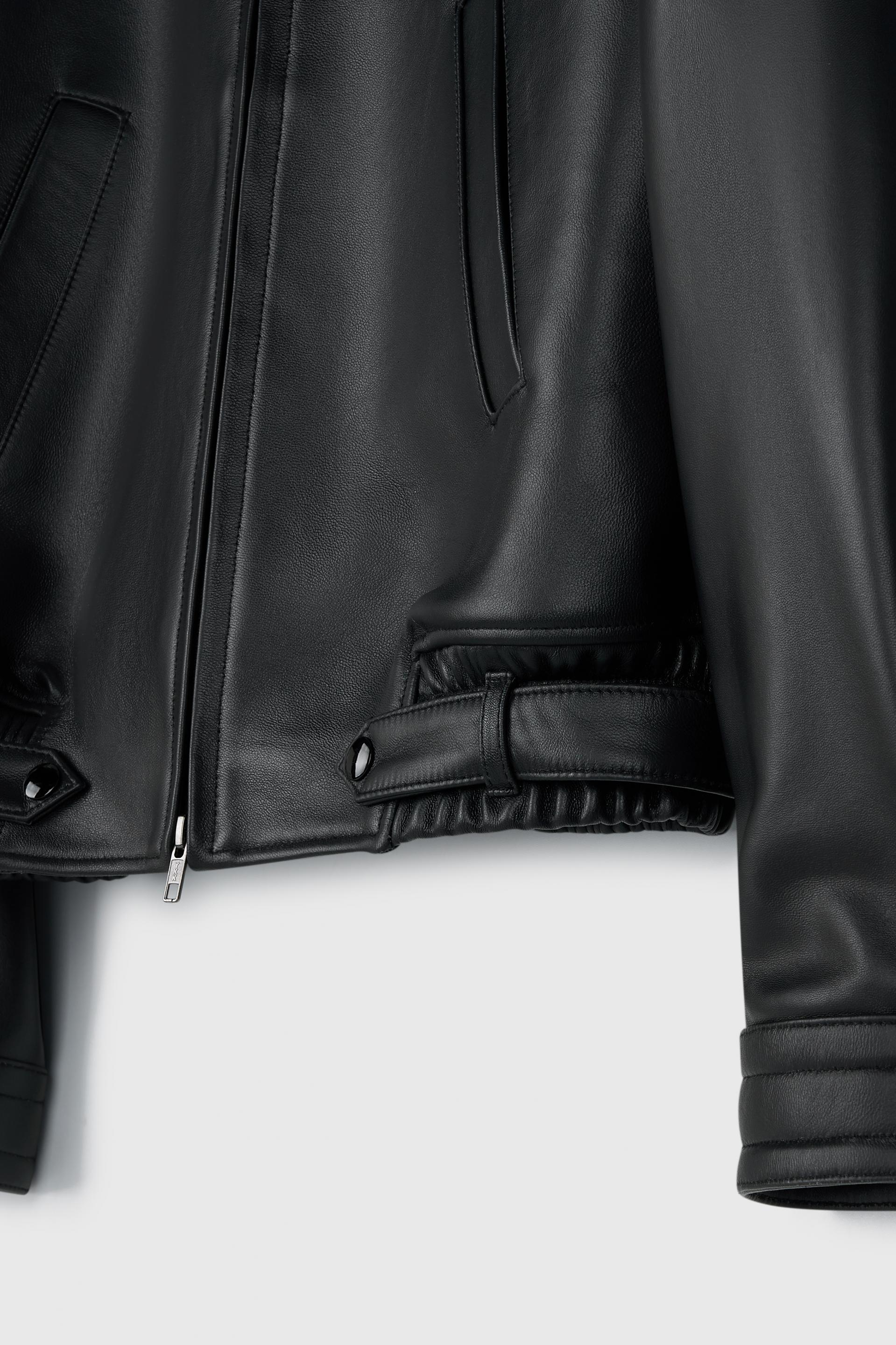 COMAN LAMBSKIN CAFE RACER JACKET BLACK