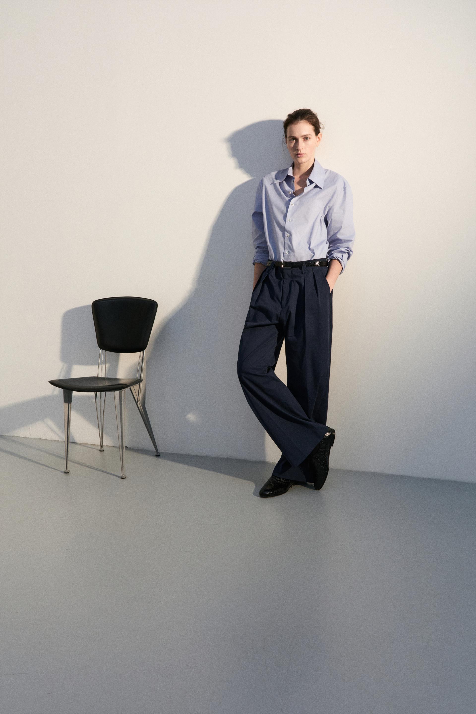 KILT TAILORED COTTON TROUSERS BLUE NAVY