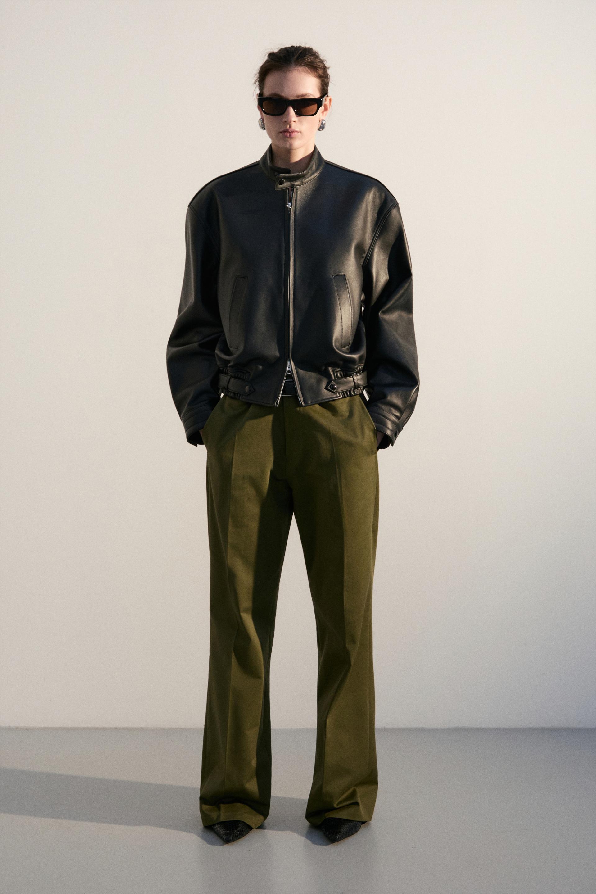 FONTA COTTON DRESS TROUSERS OLIVE DROP