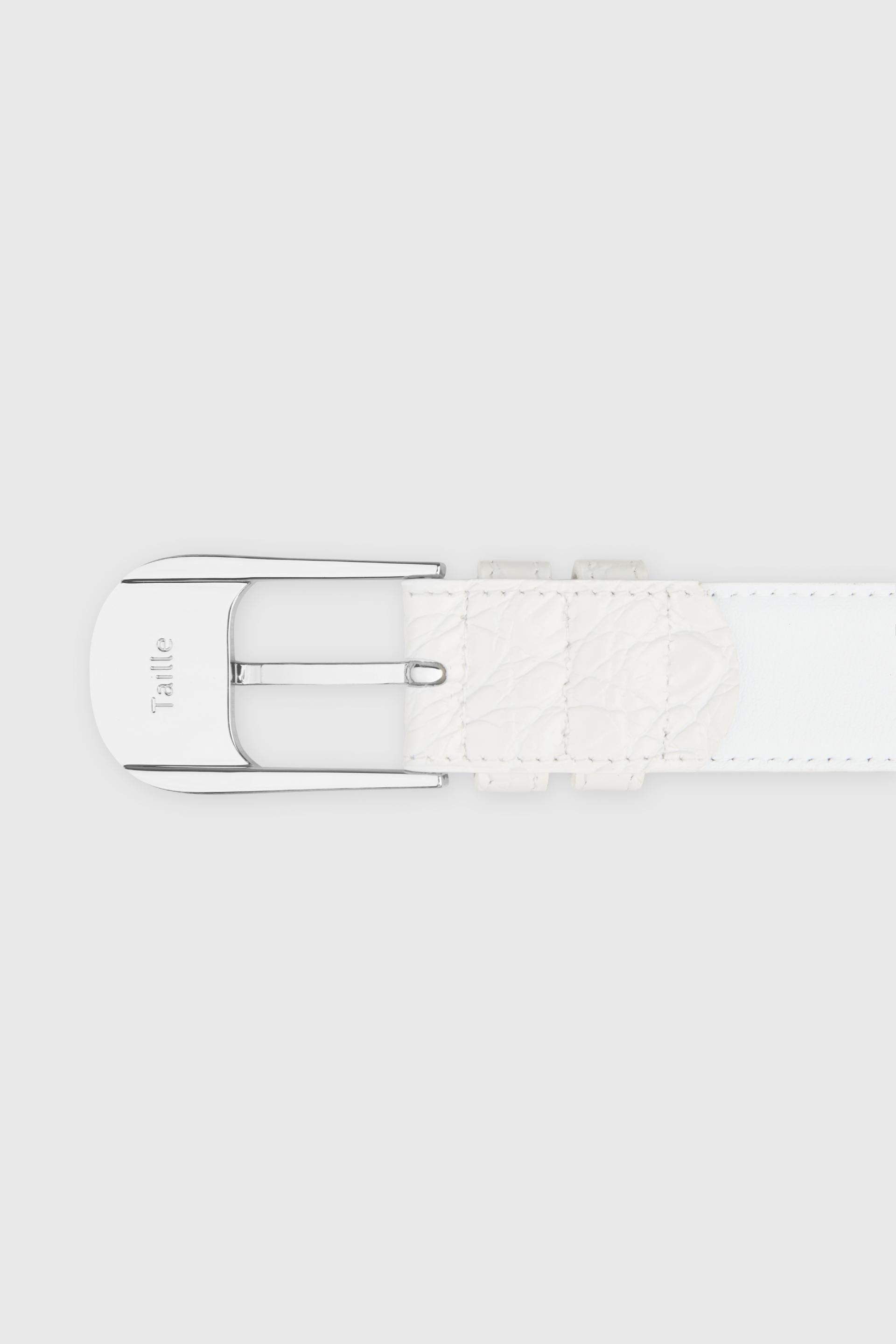 OMBRA BUCKLE BELT WHITE CROCO SILVER