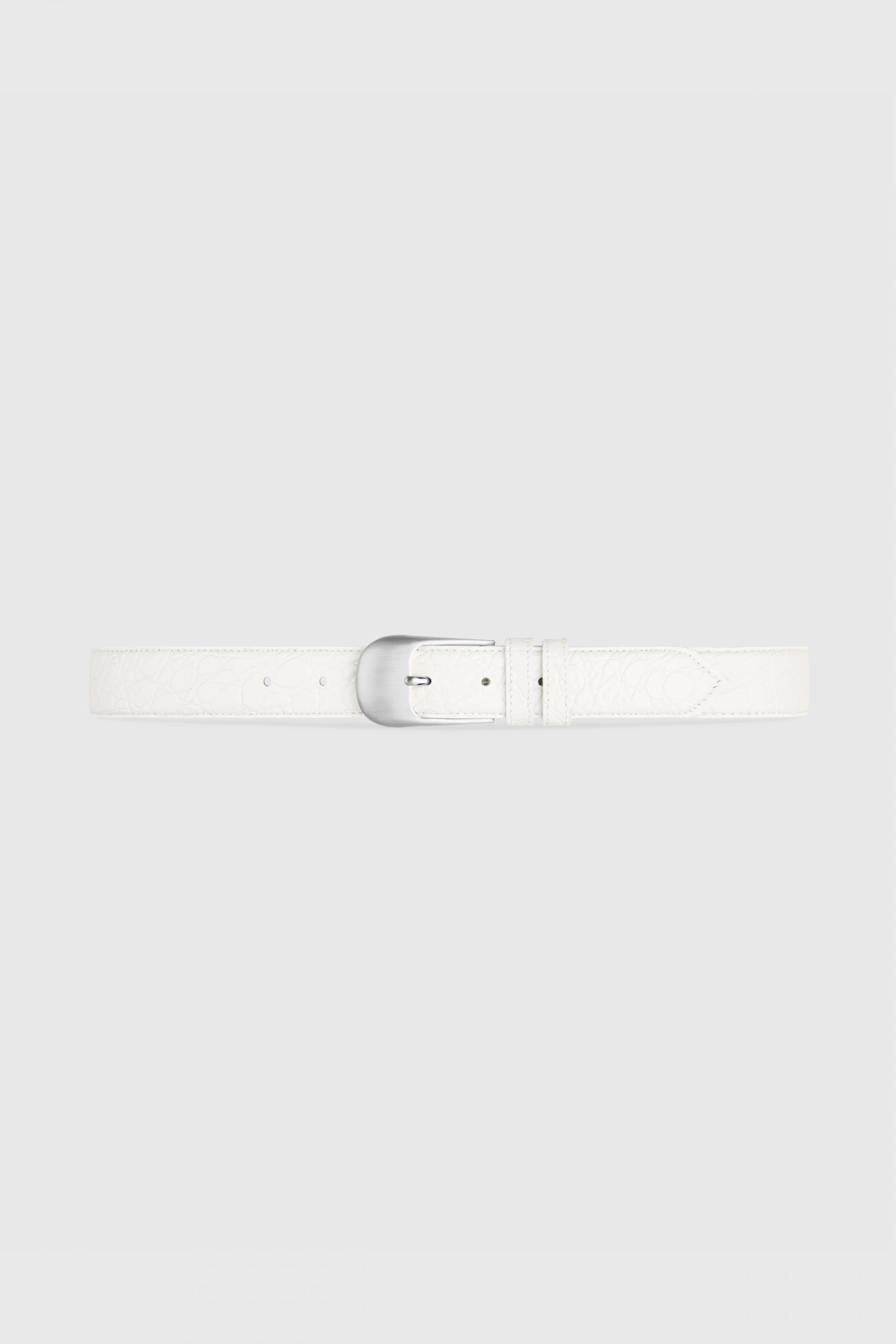 OMBRA BUCKLE BELT WHITE CROCO SILVER