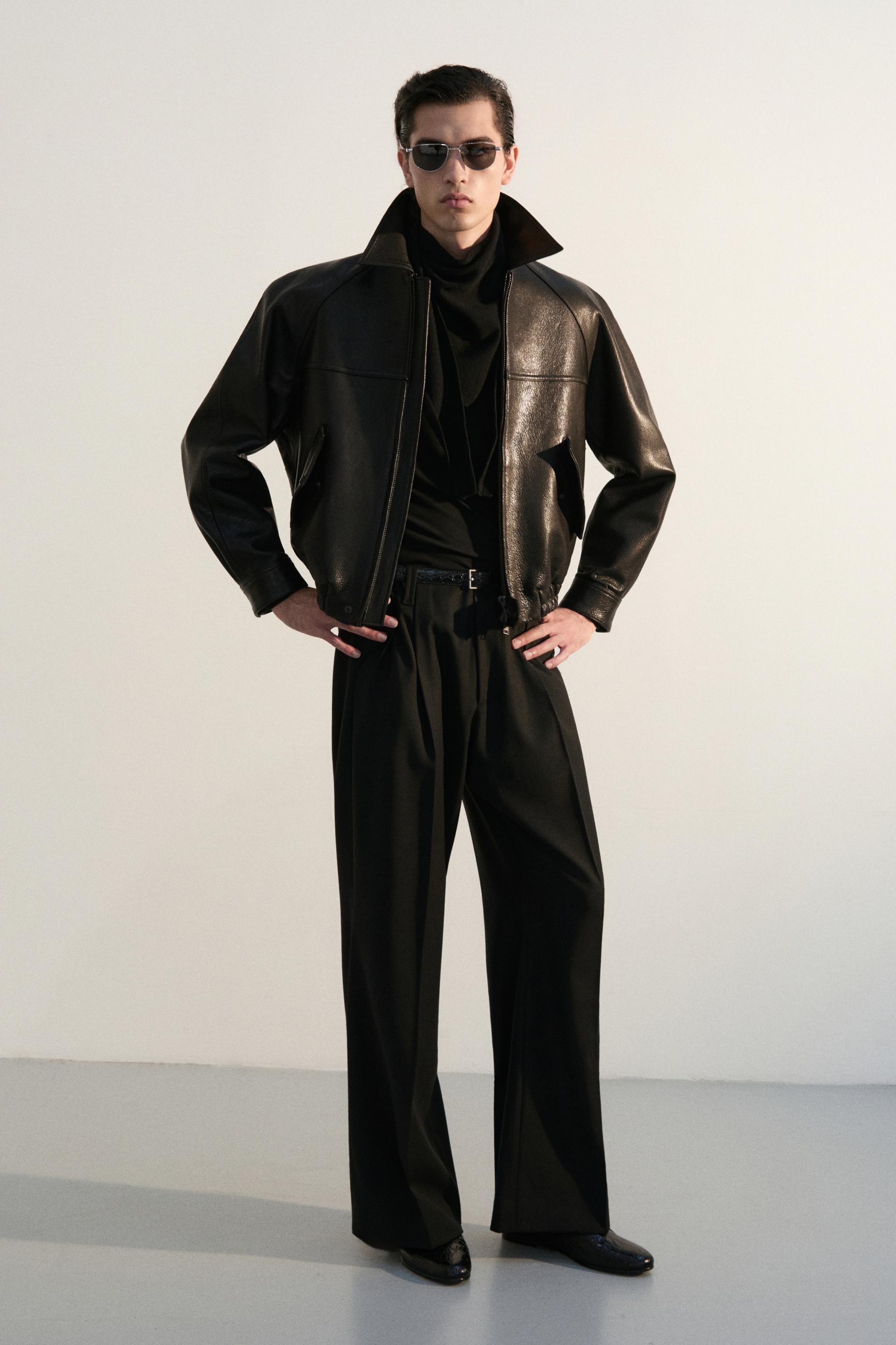 FONTA LAMBSKIN BOMBER JACKET TAN BLACK