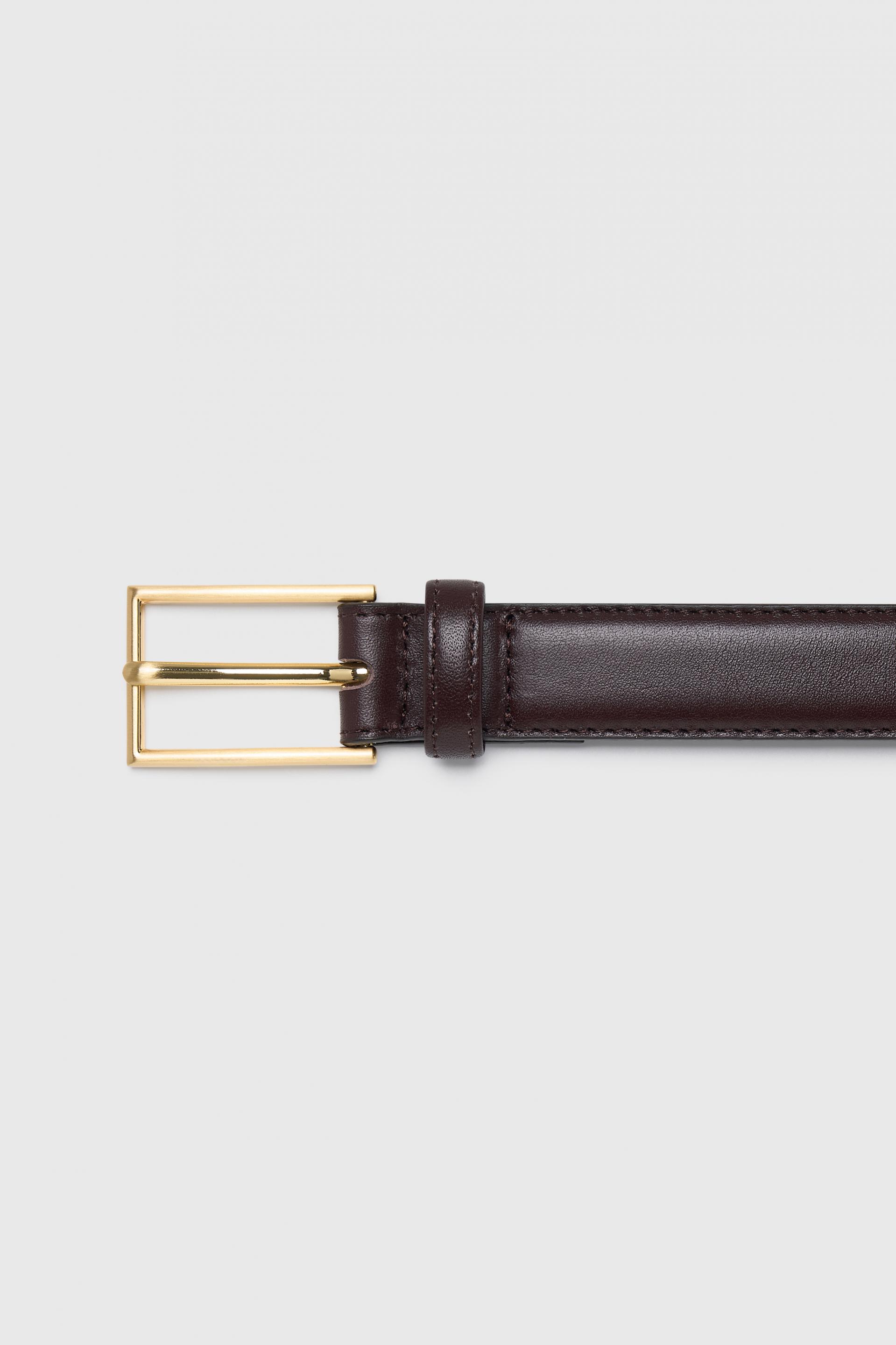 RECTANGLE BUCKLE BELT OXBLOOD GOLD