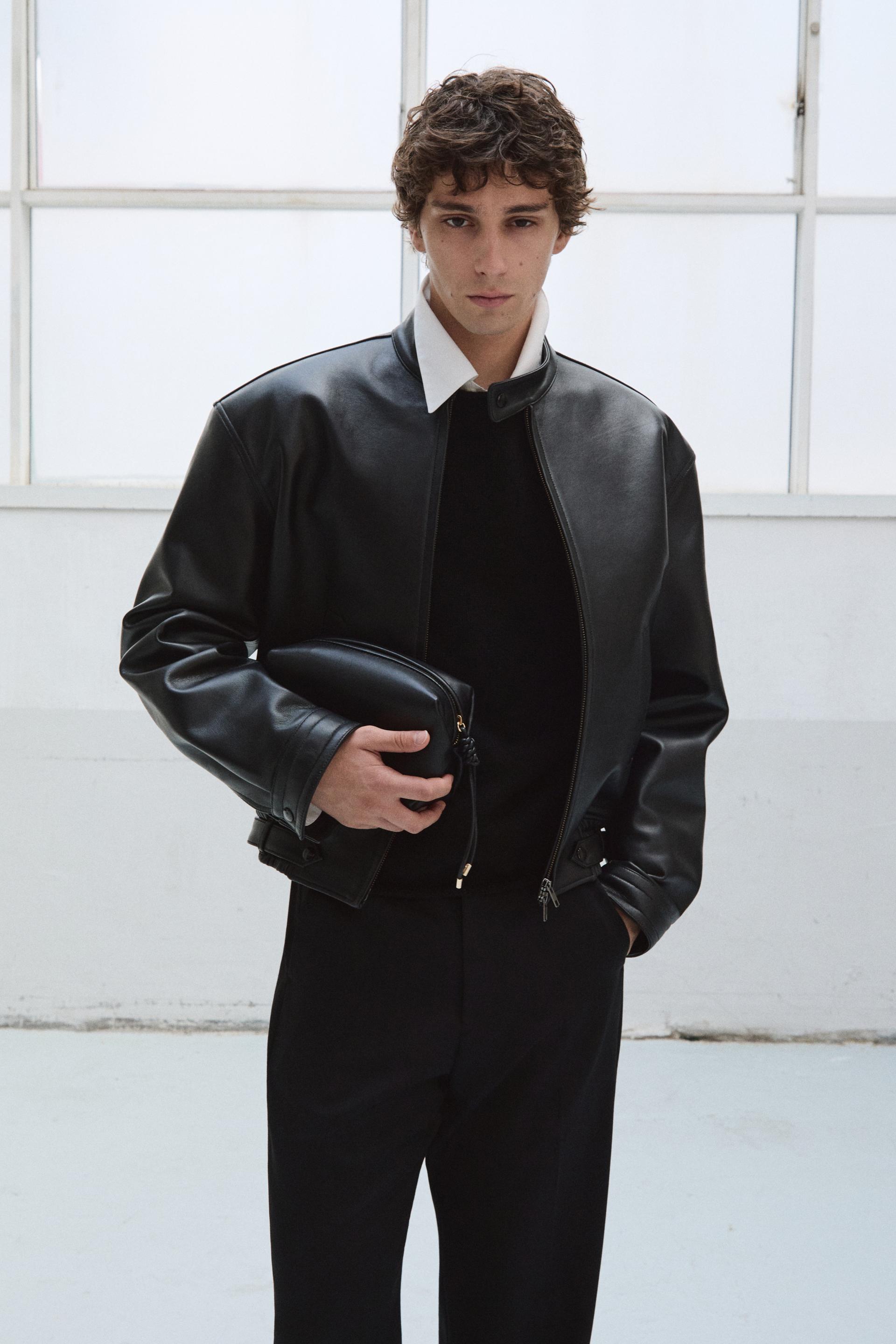COMAN LAMBSKIN CAFE RACER JACKET BLACK