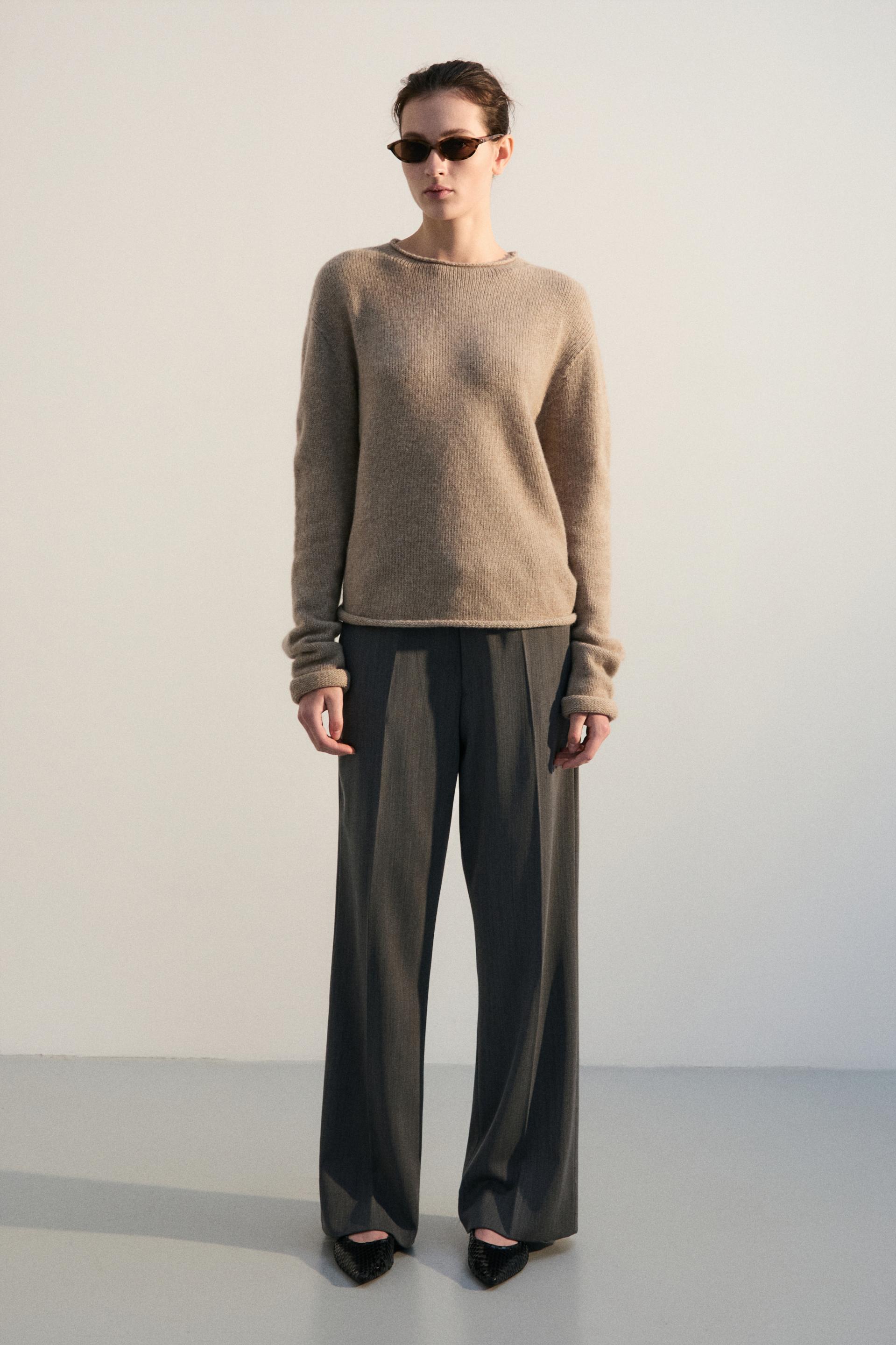 FONTA WOOL DRESS TROUSERS CONCRETE