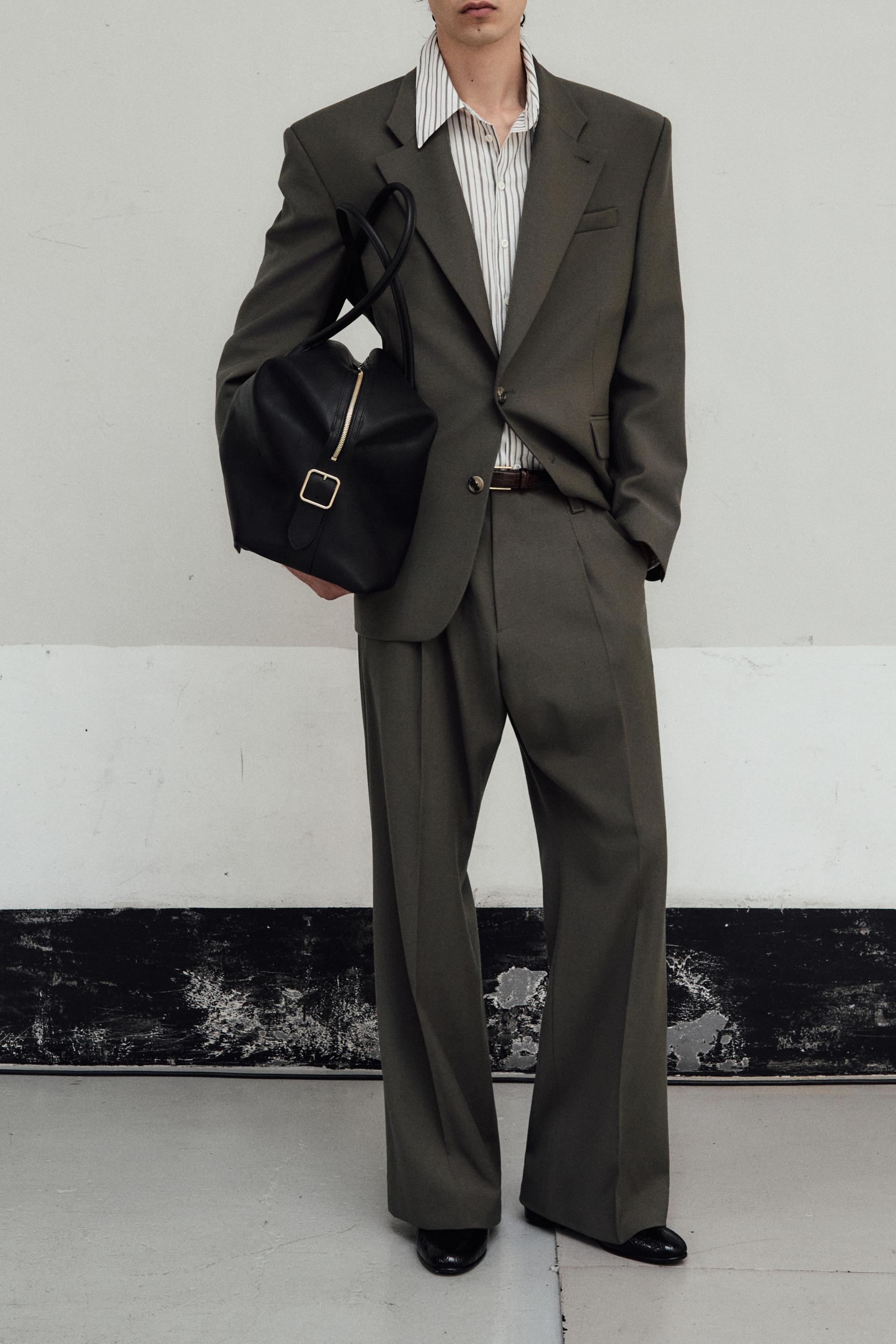 GALA PLEATED WIDE-LEG TROUSERS DARK CEDAR