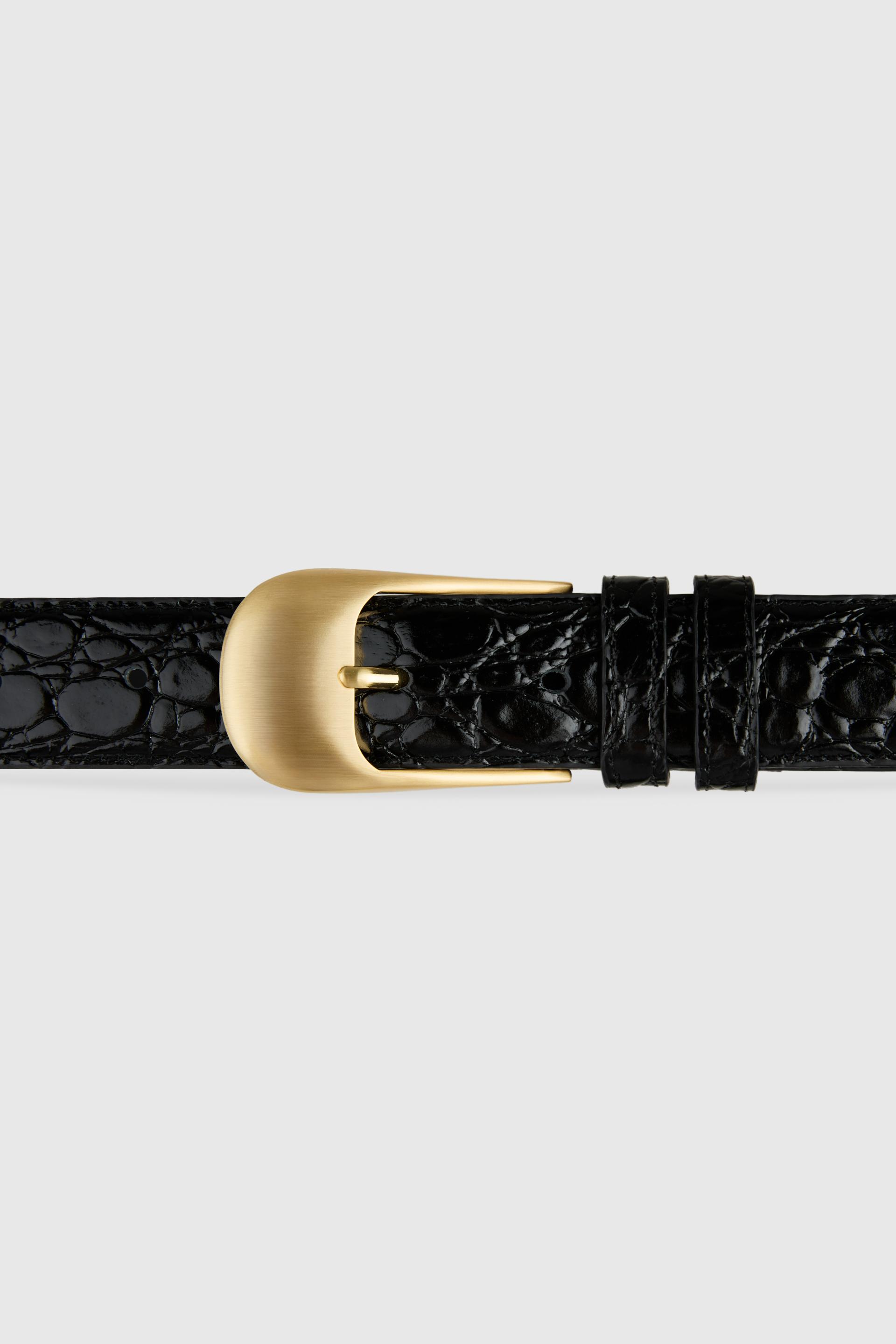 OMBRA BUCKLE BELT BLACK CROCO GOLD