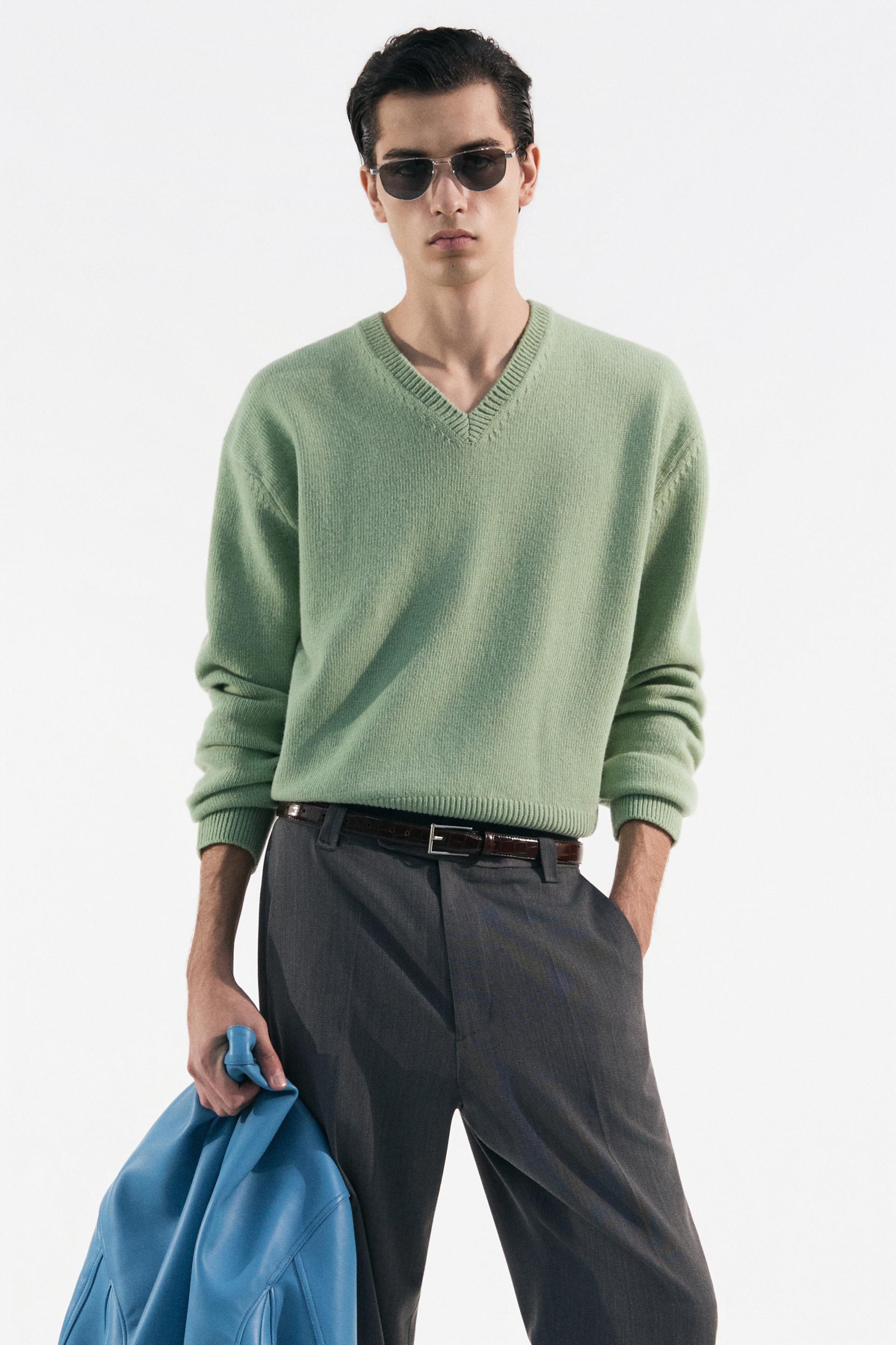 PARMA WOOL TL CLASSIC V-NECK SWEATER PEPPERMINT