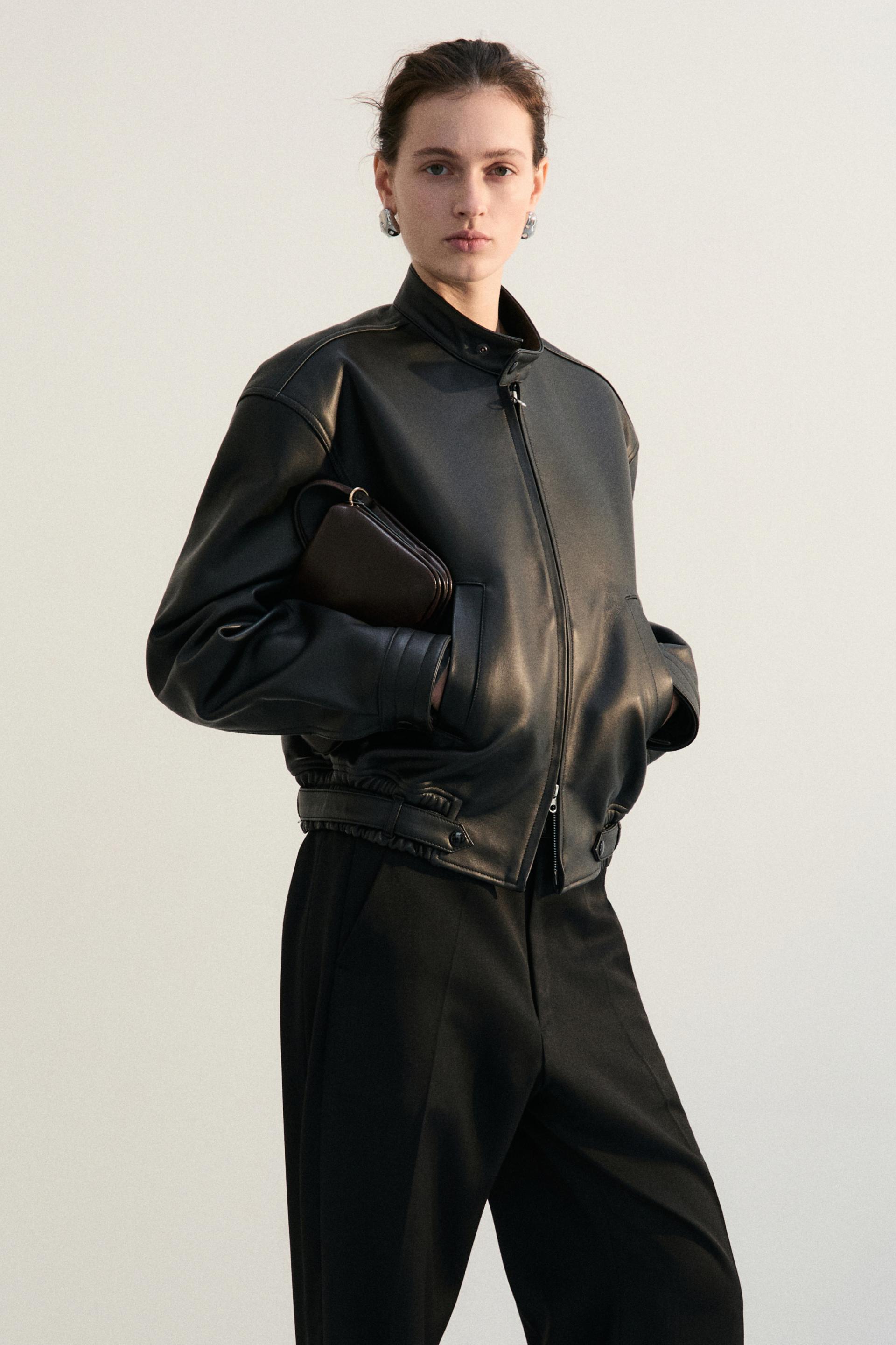 COMAN LAMBSKIN CAFE RACER JACKET BLACK