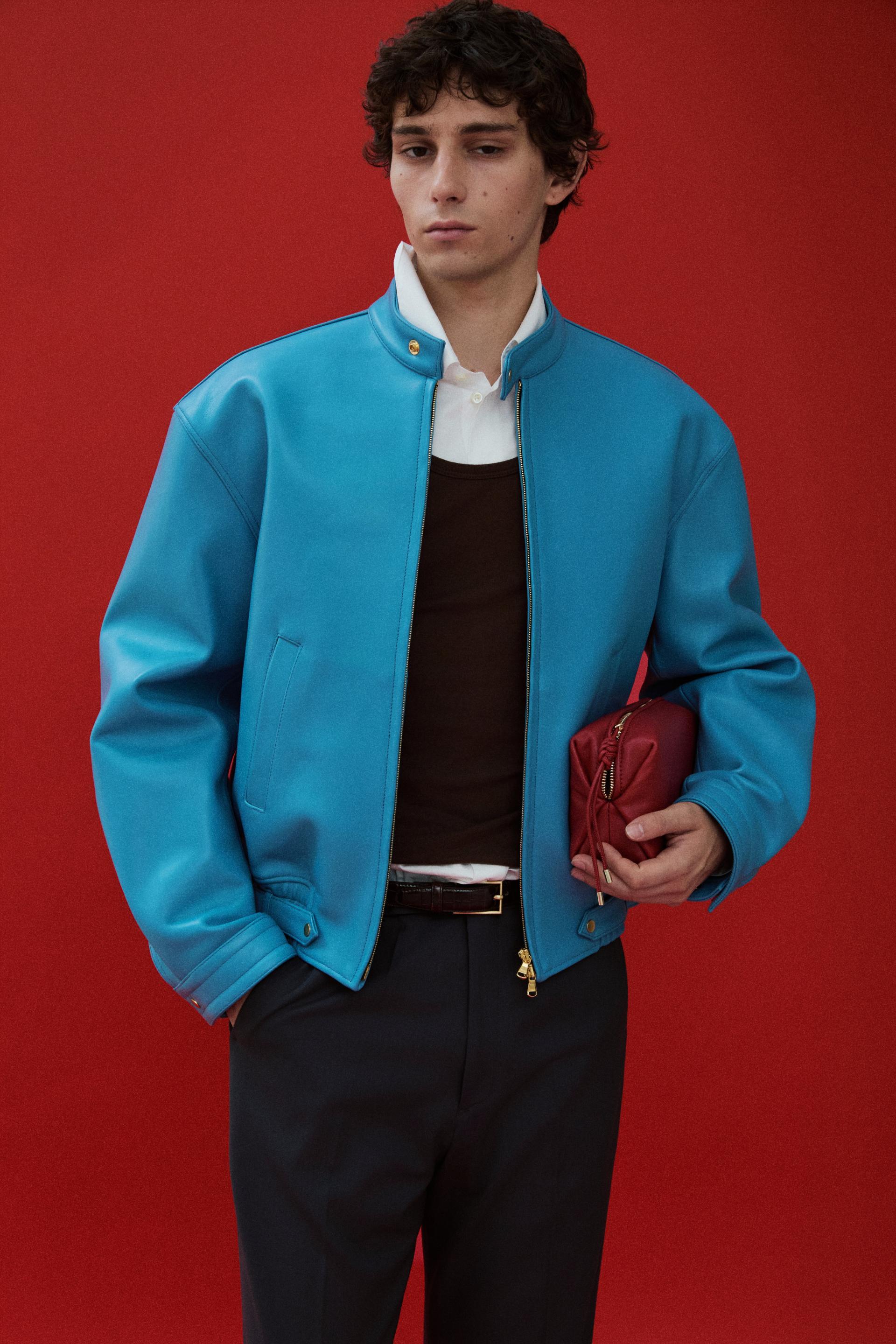 COMAN LAMBSKIN CAFE RACER JACKET OLD TURQUOISE