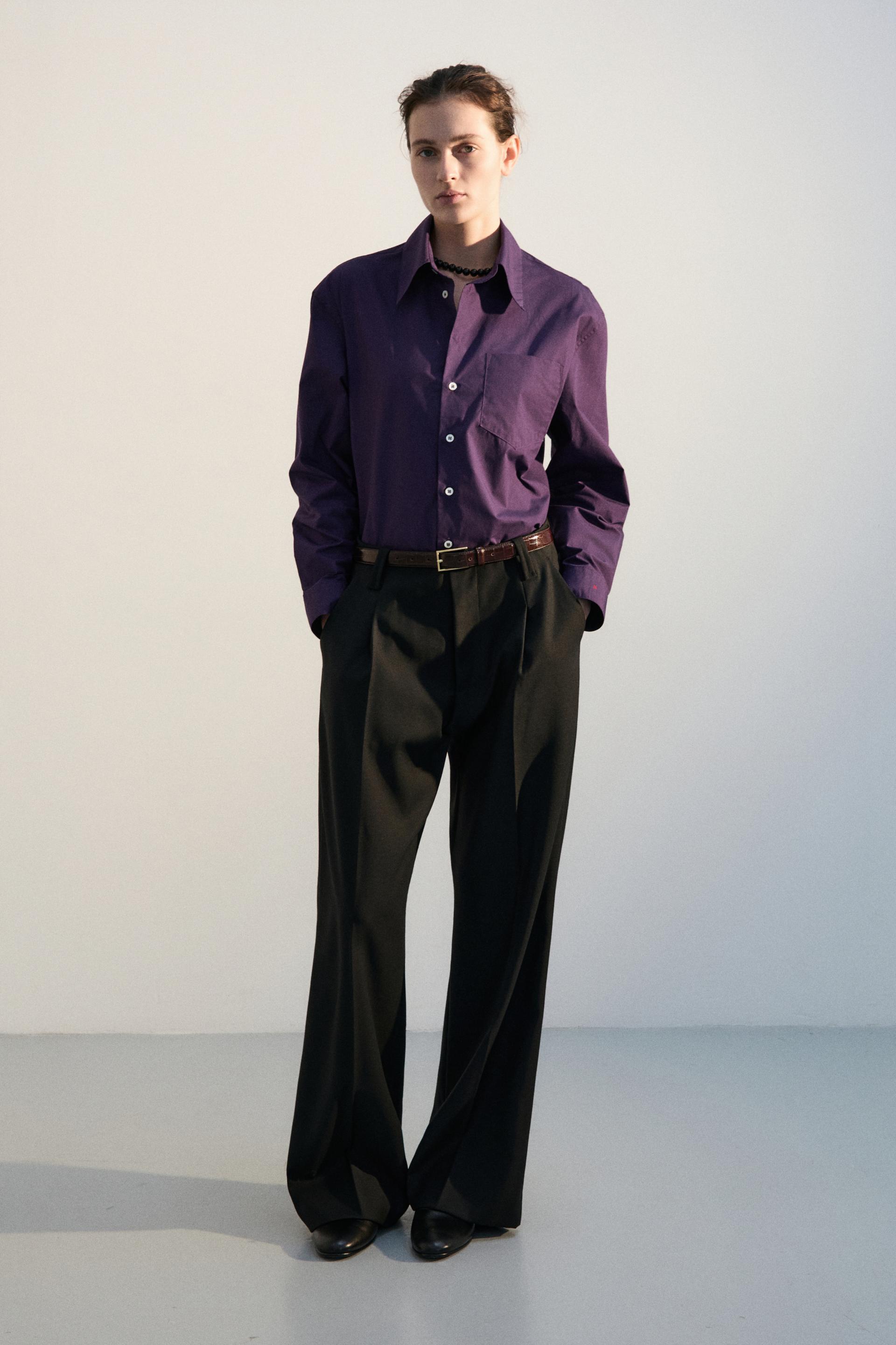 GALA PLEATED WIDE-LEG TROUSERS BLACK