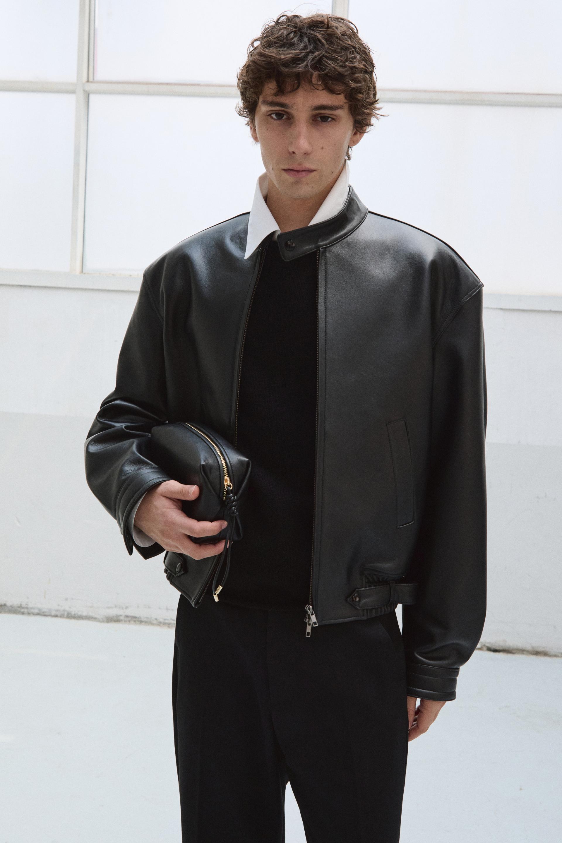 COMAN LAMBSKIN CAFE RACER JACKET BLACK