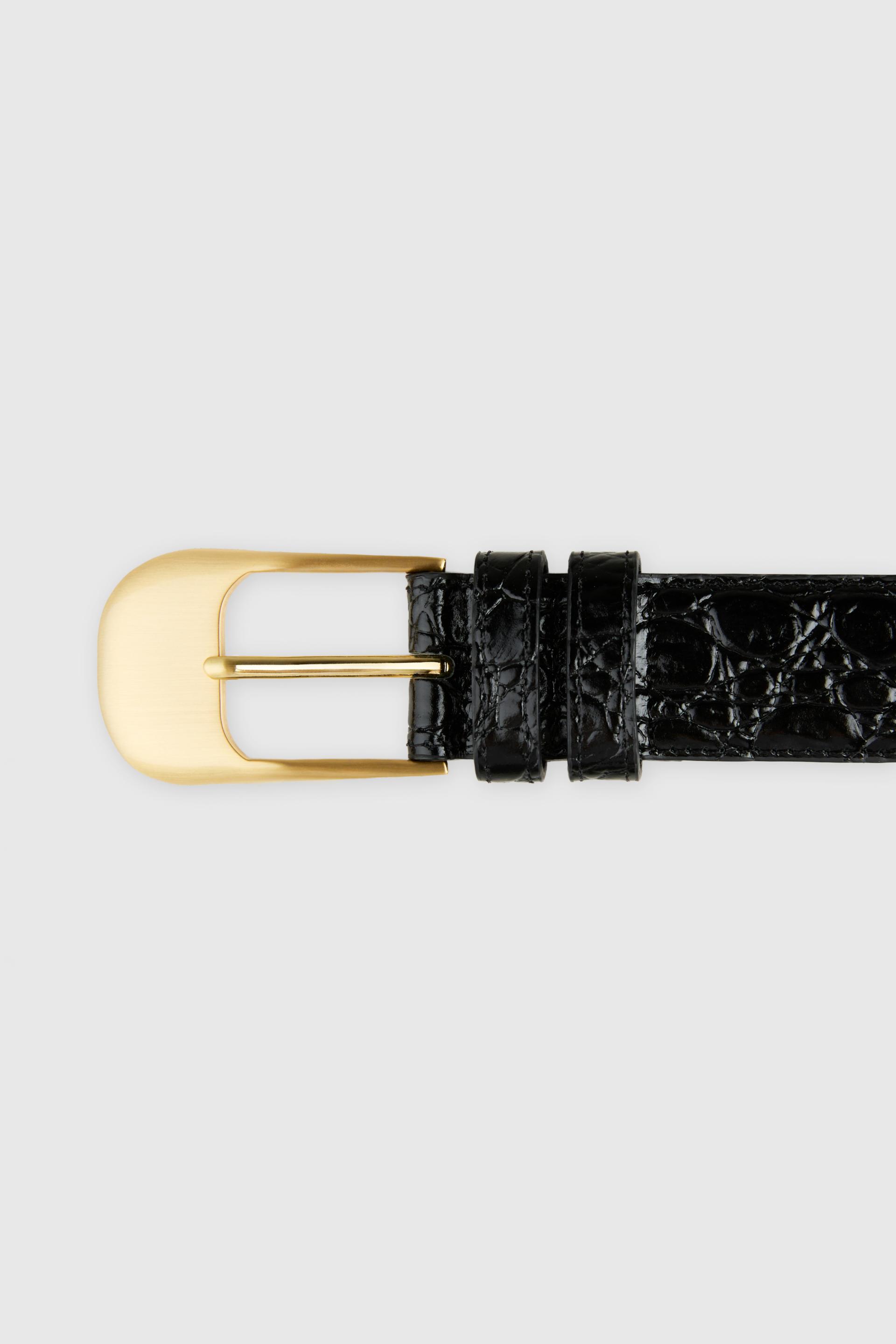 OMBRA BUCKLE BELT BLACK CROCO GOLD