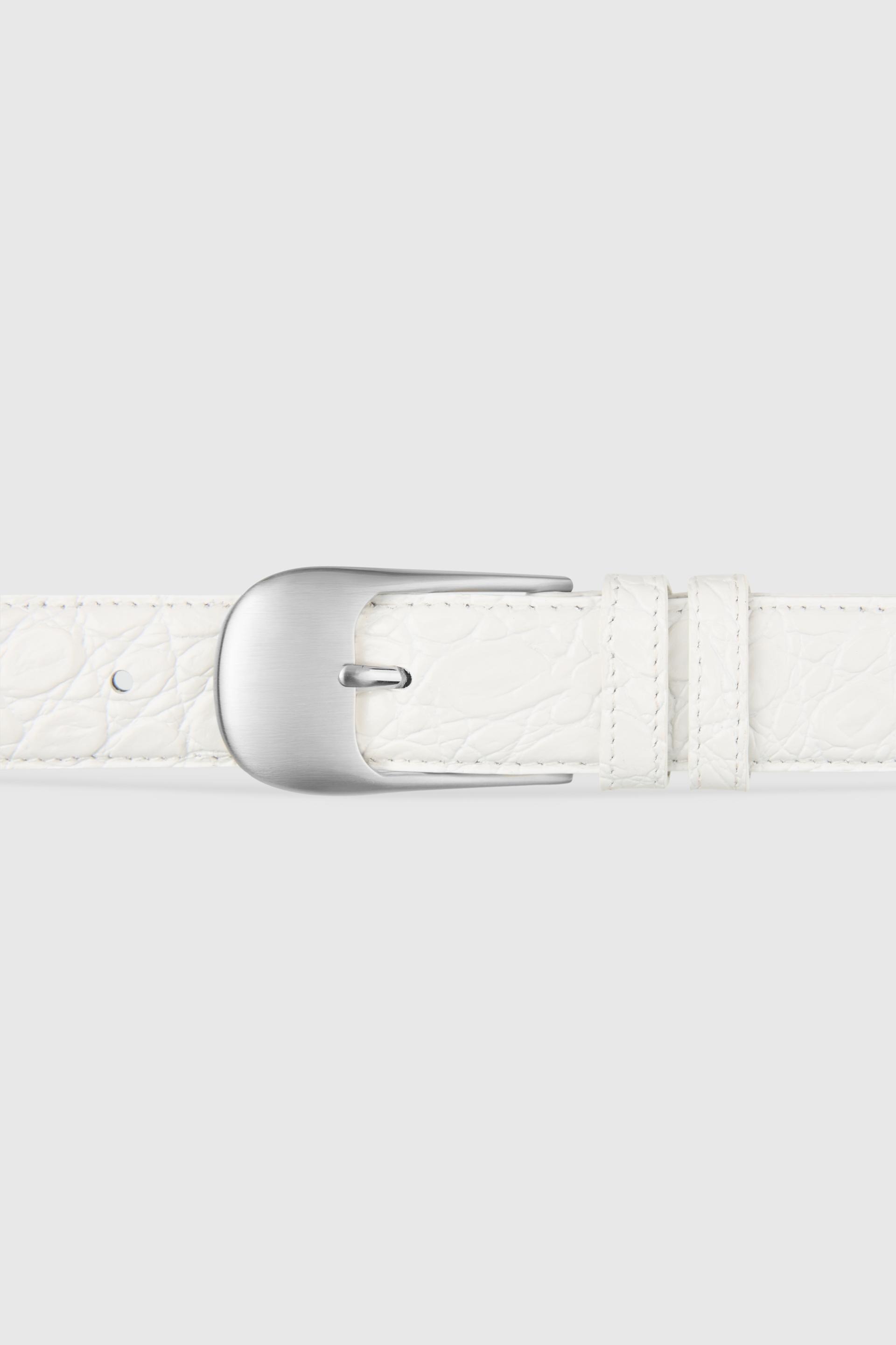 OMBRA BUCKLE BELT WHITE CROCO SILVER