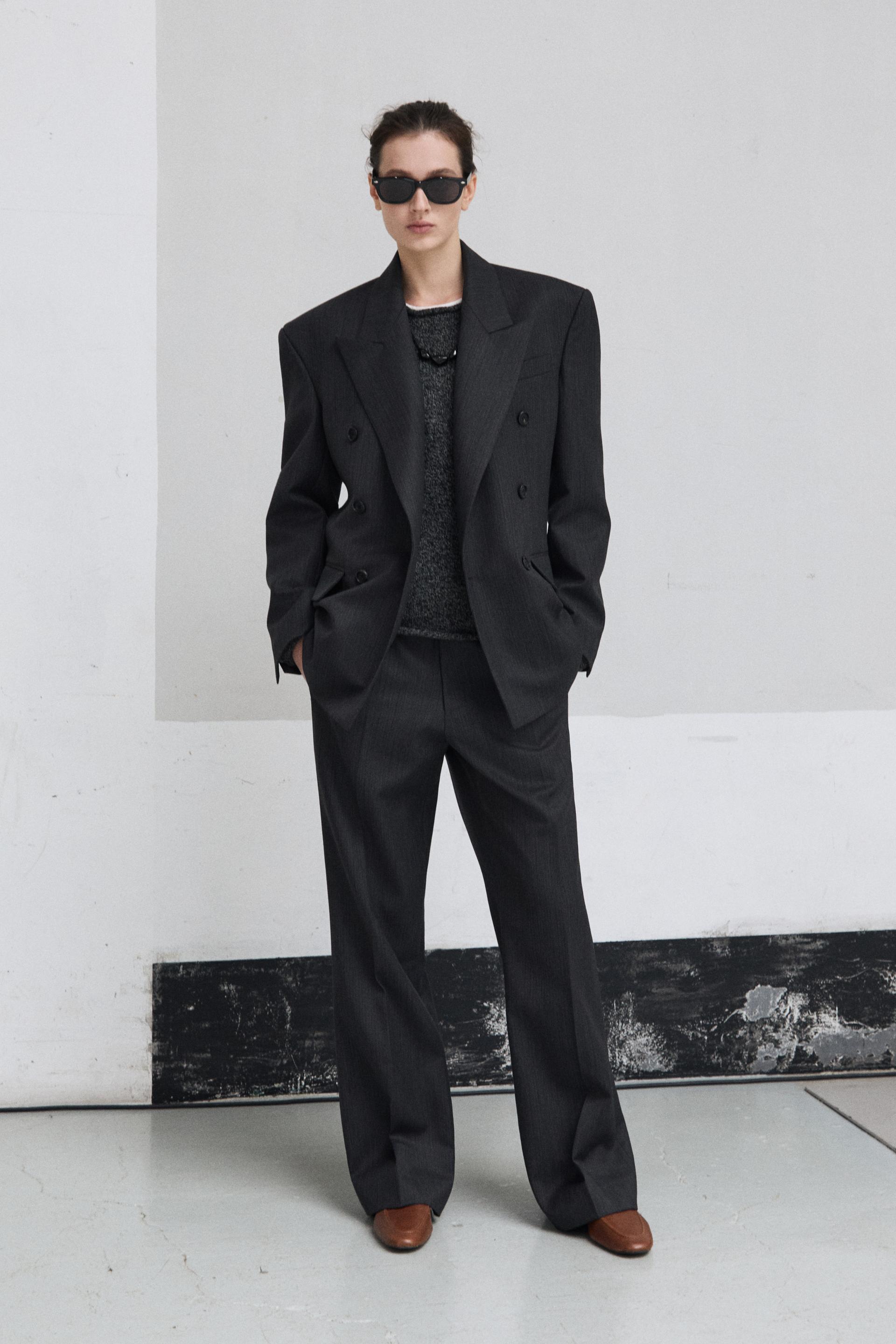 CARNABY FLARED WOOL TROUSERS CAMPTON GREY STRIPE