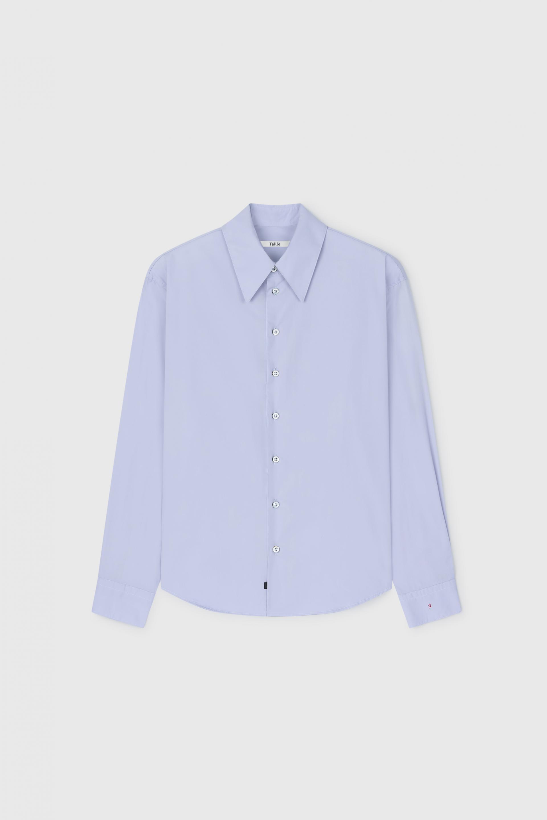 SOLID COTTON POPLIN BOY SHIRT BLUE