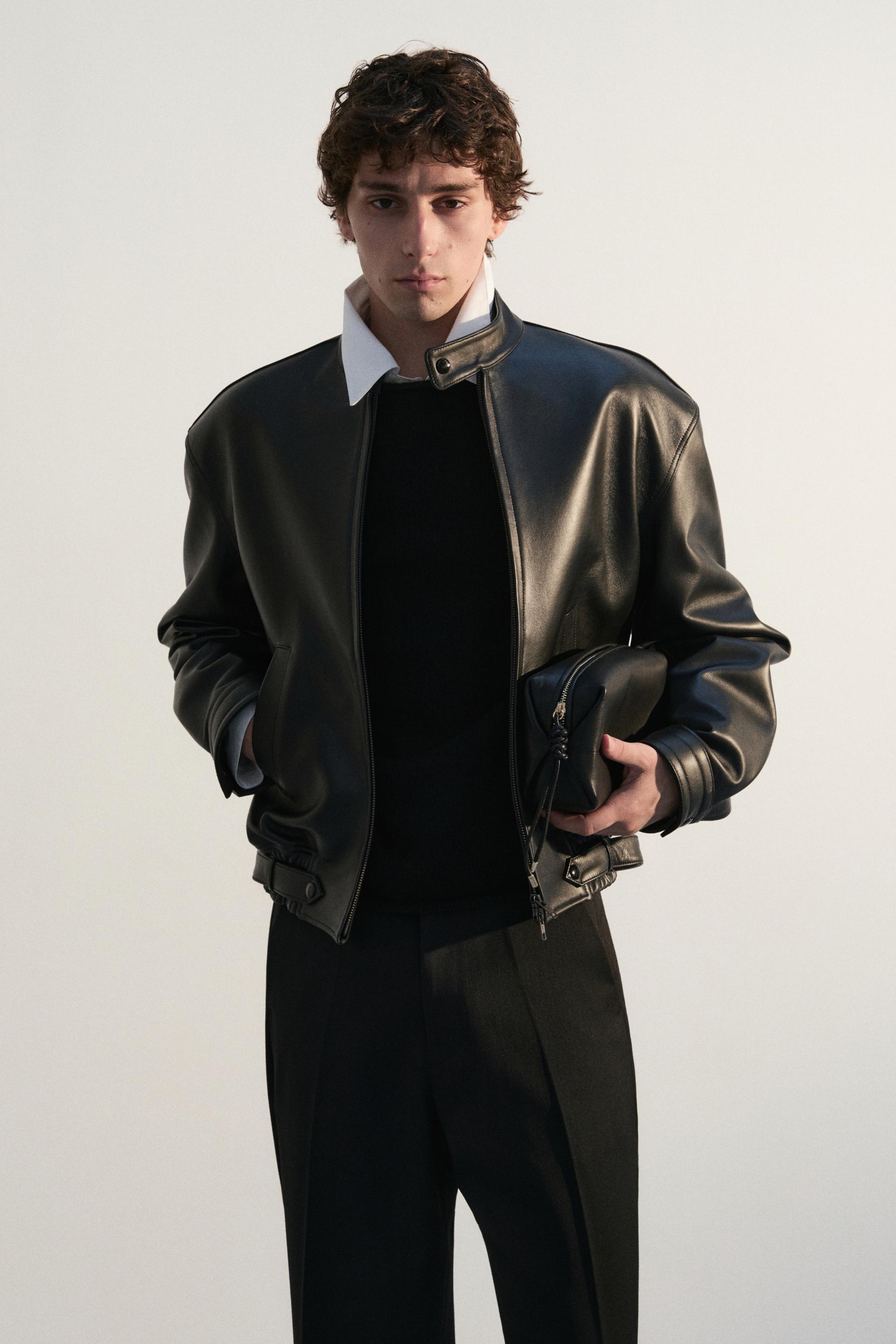 COMAN LAMBSKIN CAFE RACER JACKET BLACK