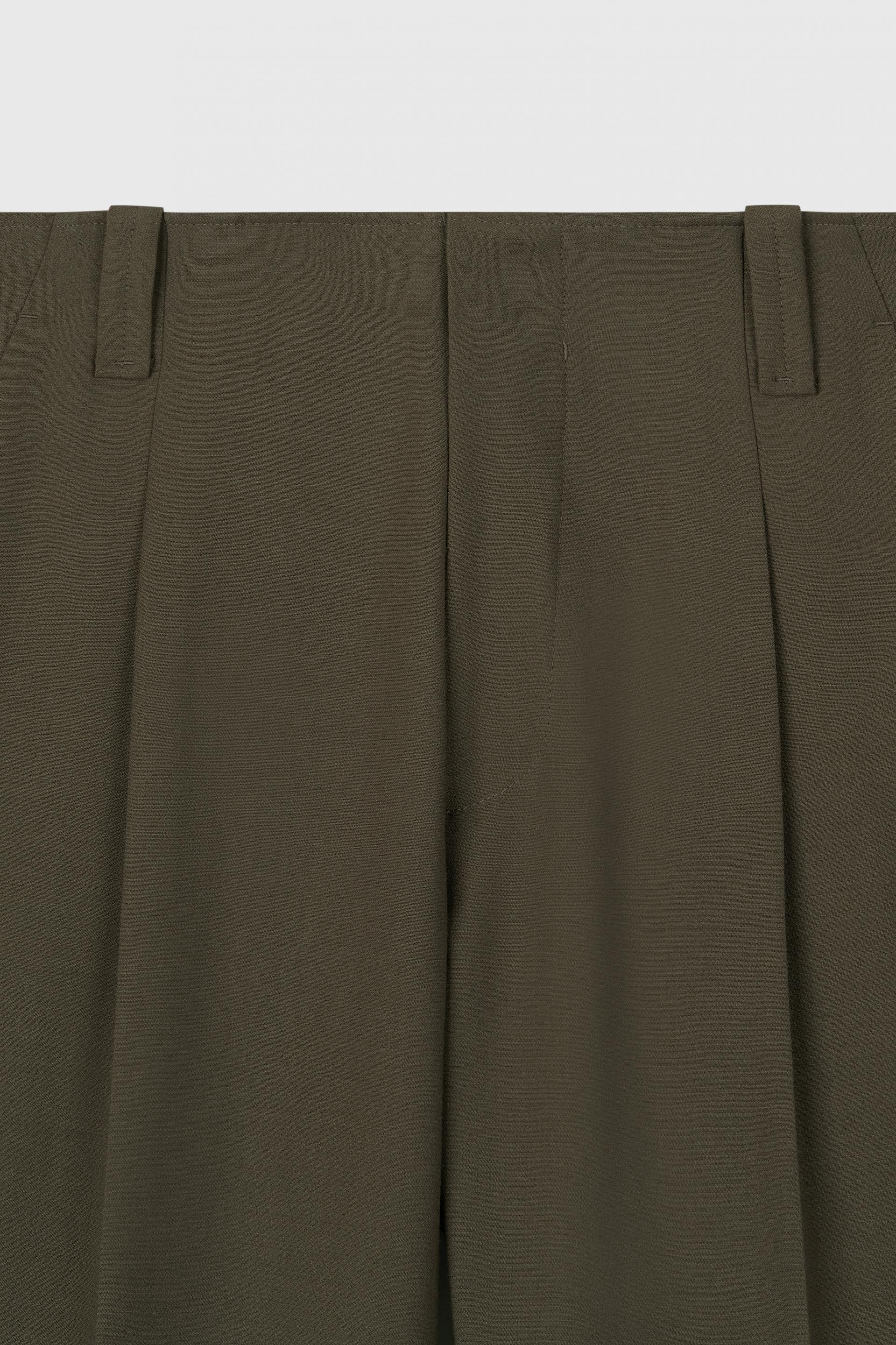 GALA PLEATED WIDE-LEG TROUSERS DARK CEDAR