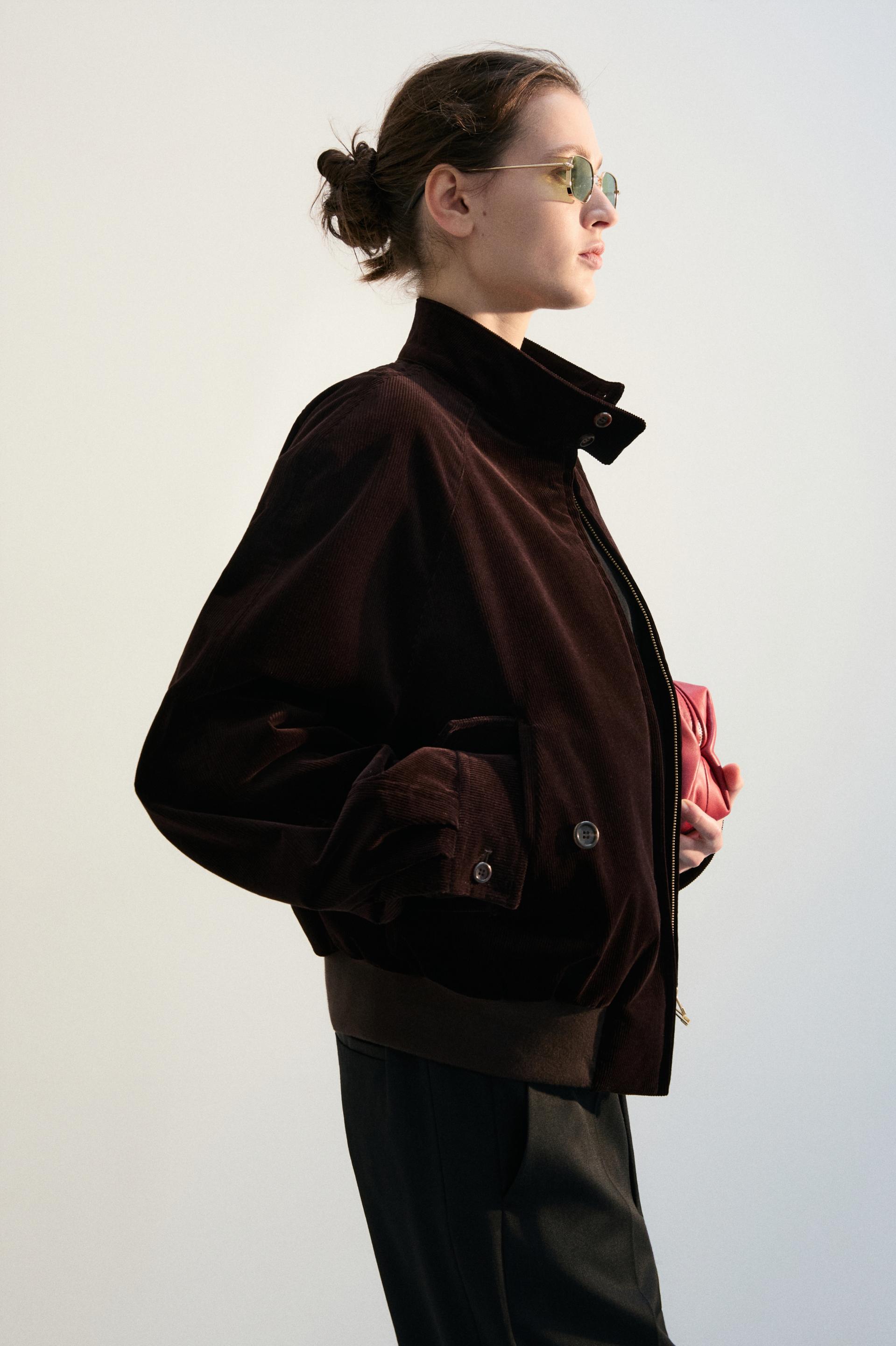 MONO CORDUROY HARRINGTON JACKET DARK PECAN
