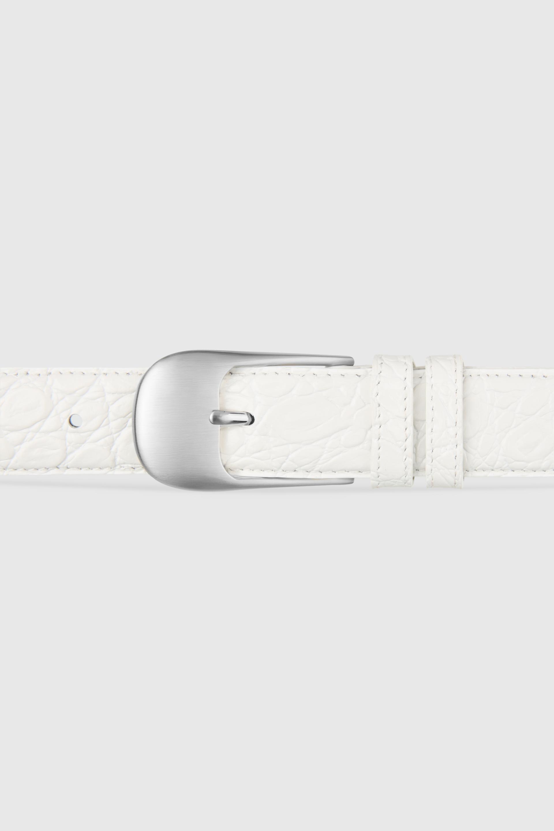 OMBRA BUCKLE BELT WHITE CROCO SILVER