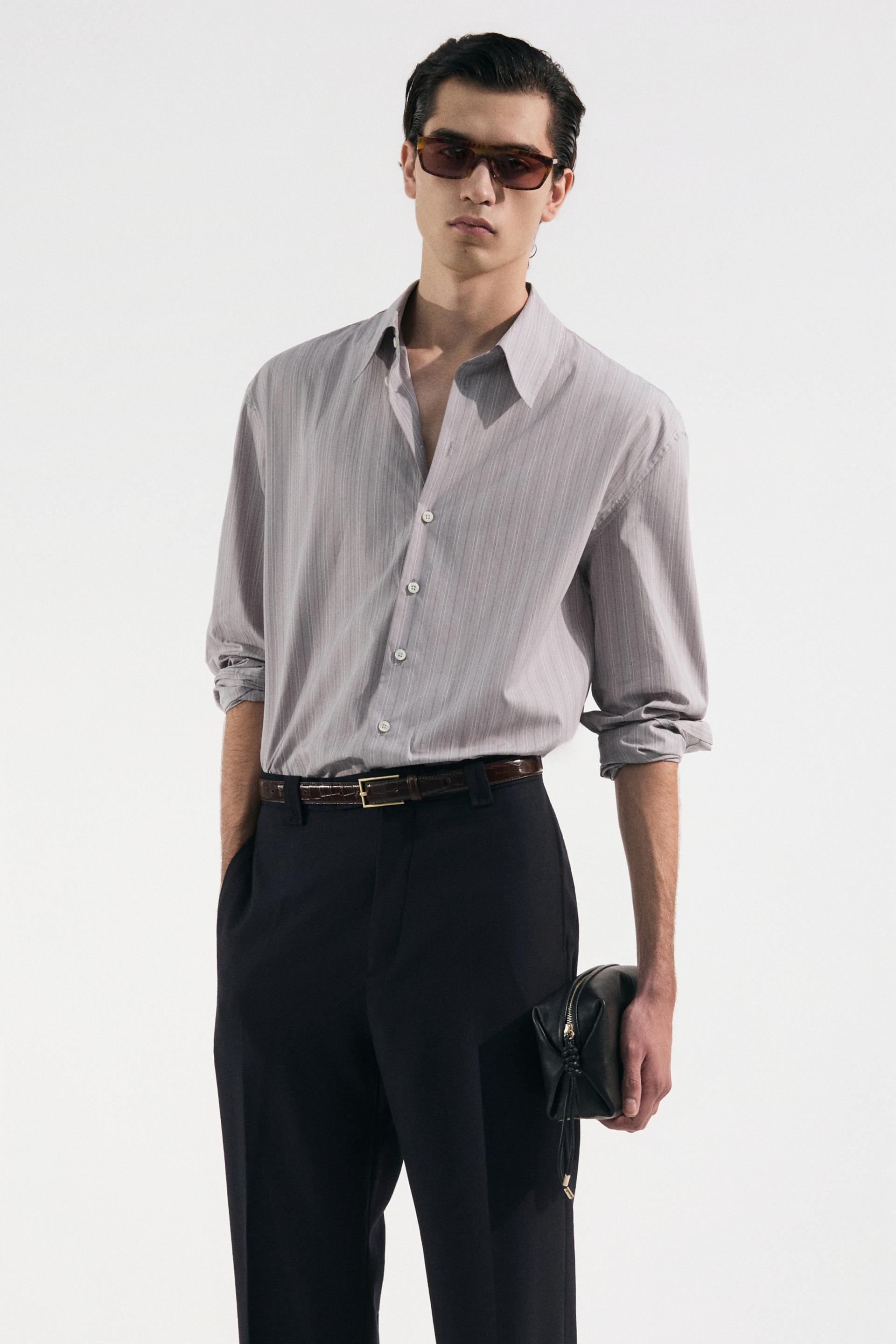 PASCAL STRIPE BOY SHIRT GREY VETIVER