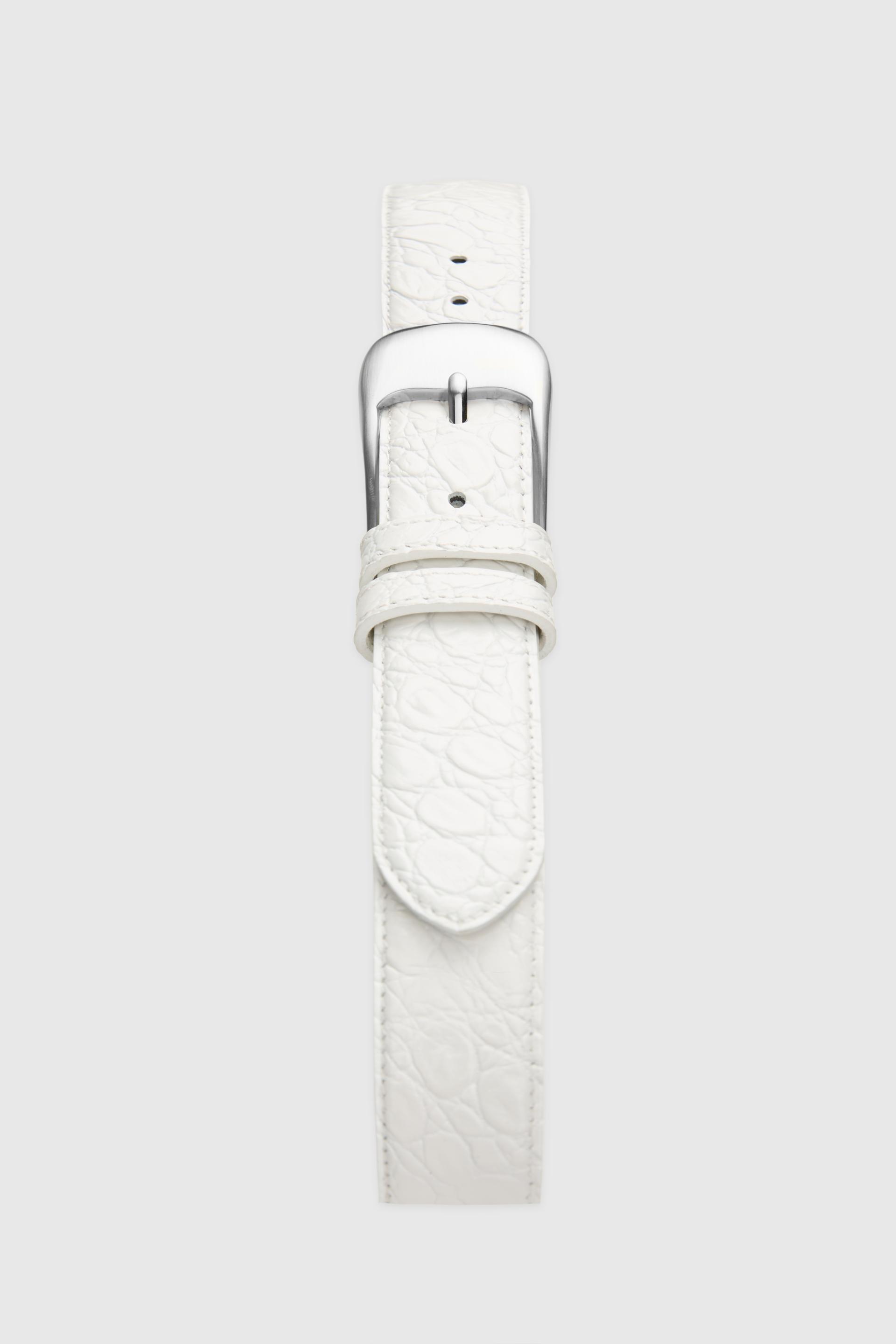 OMBRA BUCKLE BELT WHITE CROCO SILVER