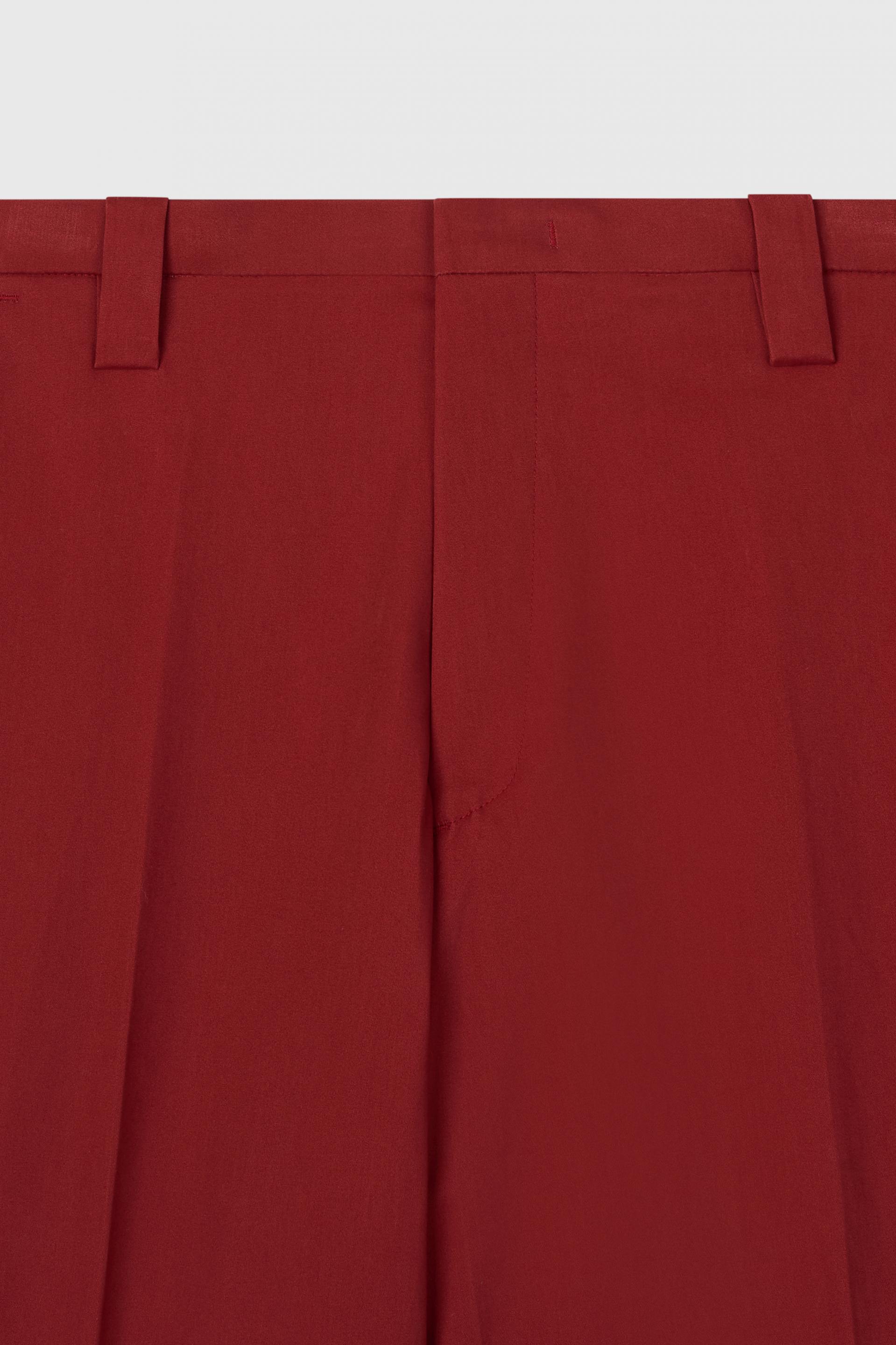 FLAT FRONT WIDE-LEG TROUSERS ROUGE
