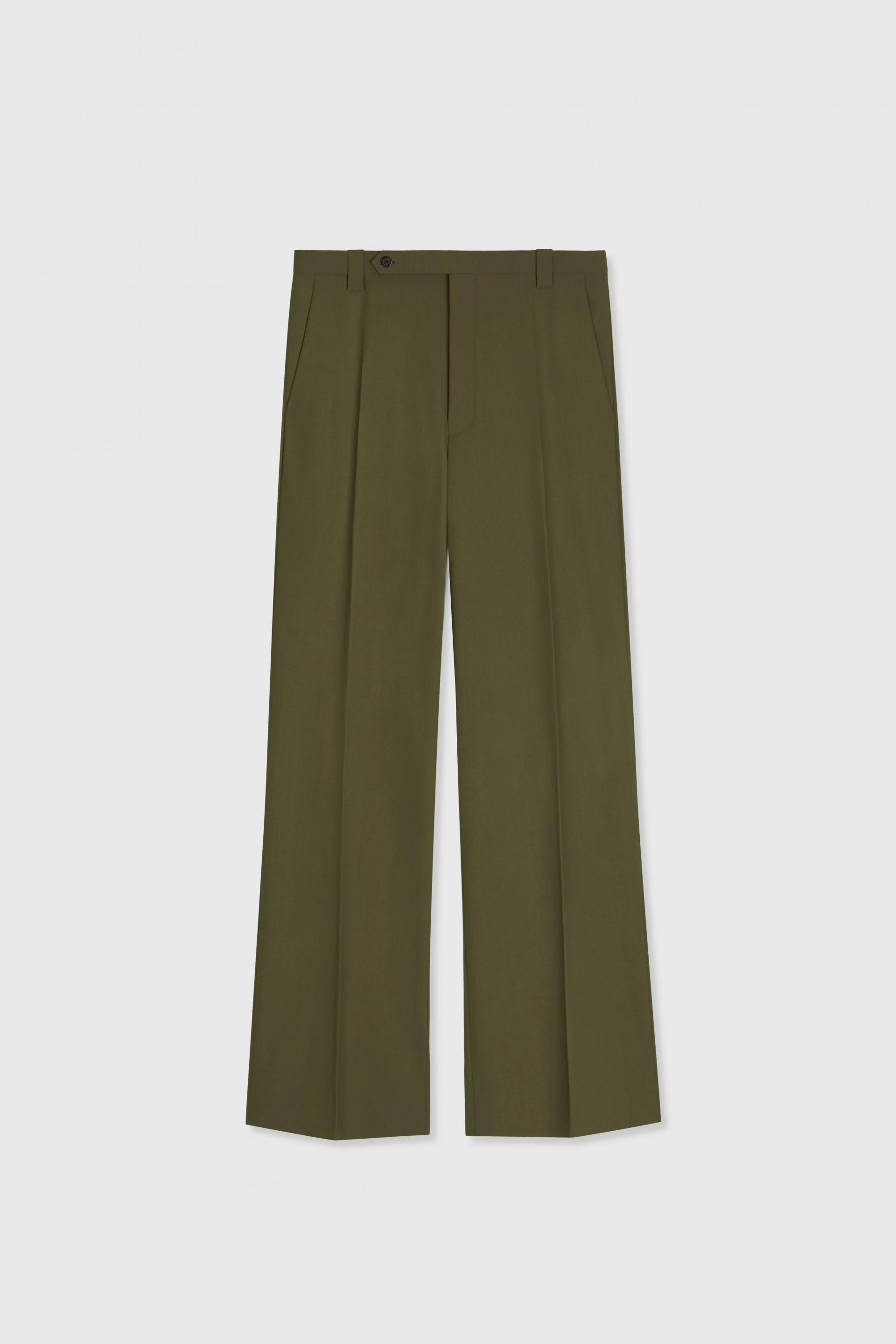 FONTA COTTON DRESS TROUSERS OLIVE DROP