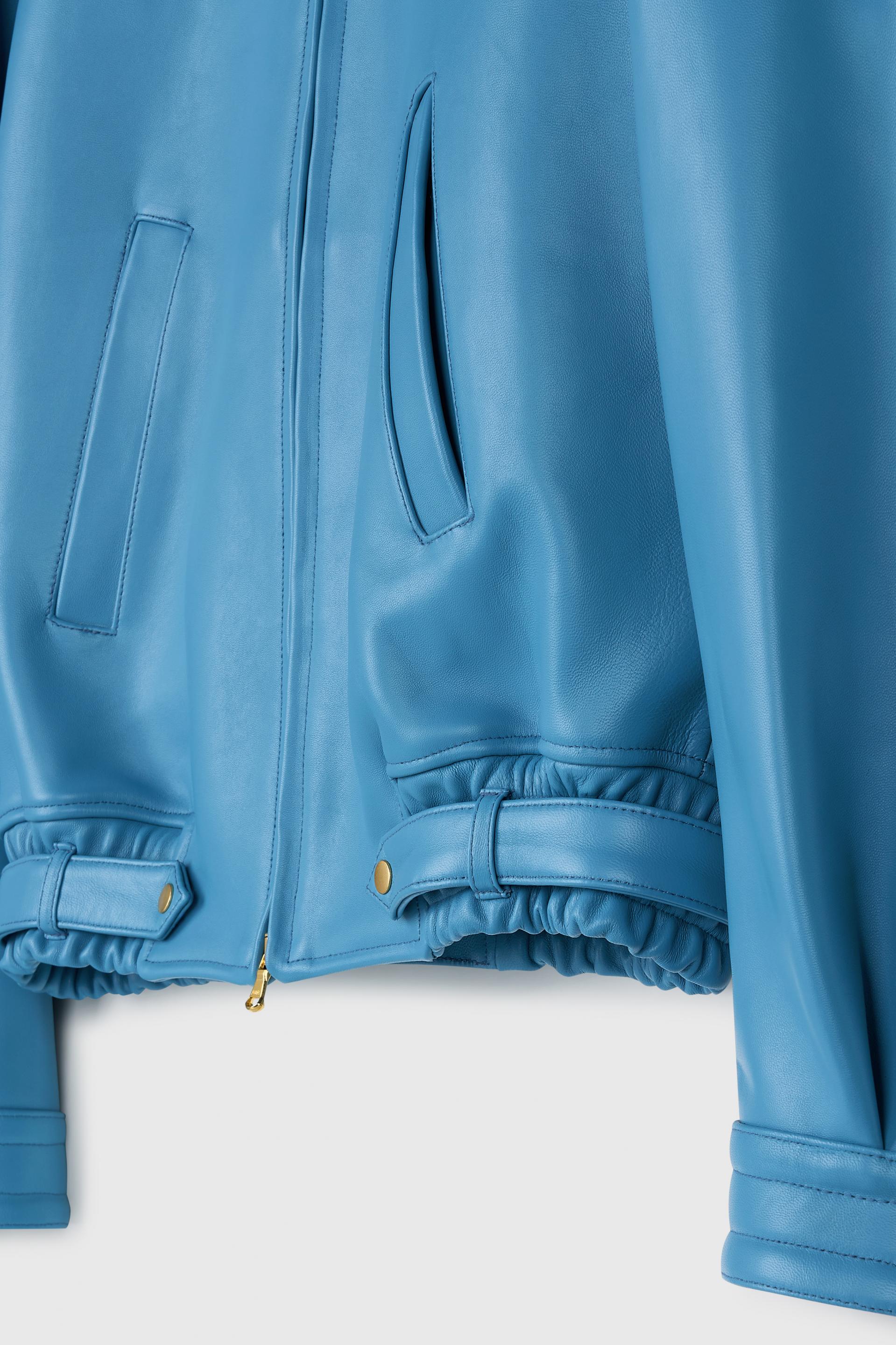 COMAN LAMBSKIN CAFE RACER JACKET OLD TURQUOISE