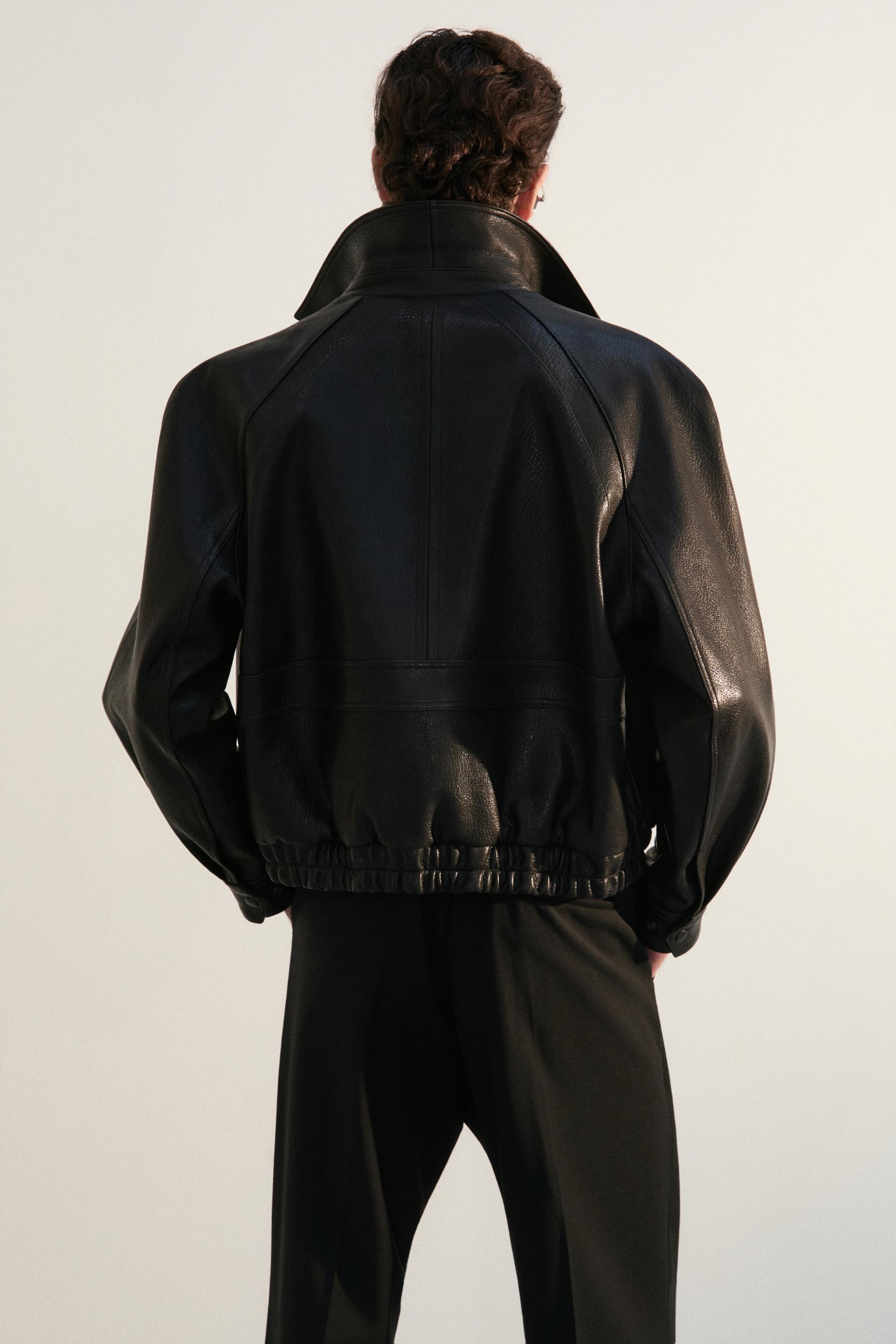 FONTA LAMBSKIN BOMBER JACKET TAN BLACK