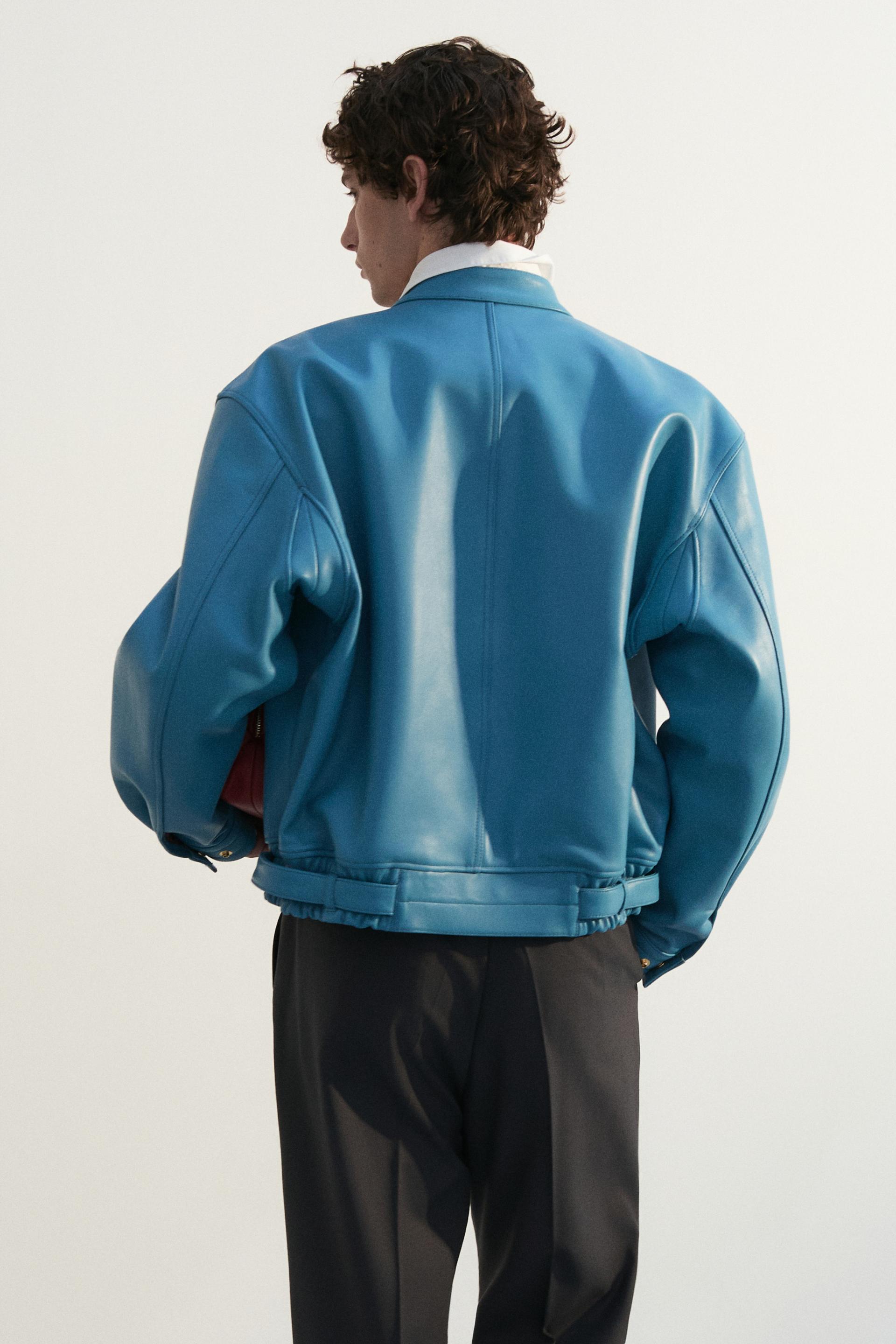 COMAN LAMBSKIN CAFE RACER JACKET OLD TURQUOISE