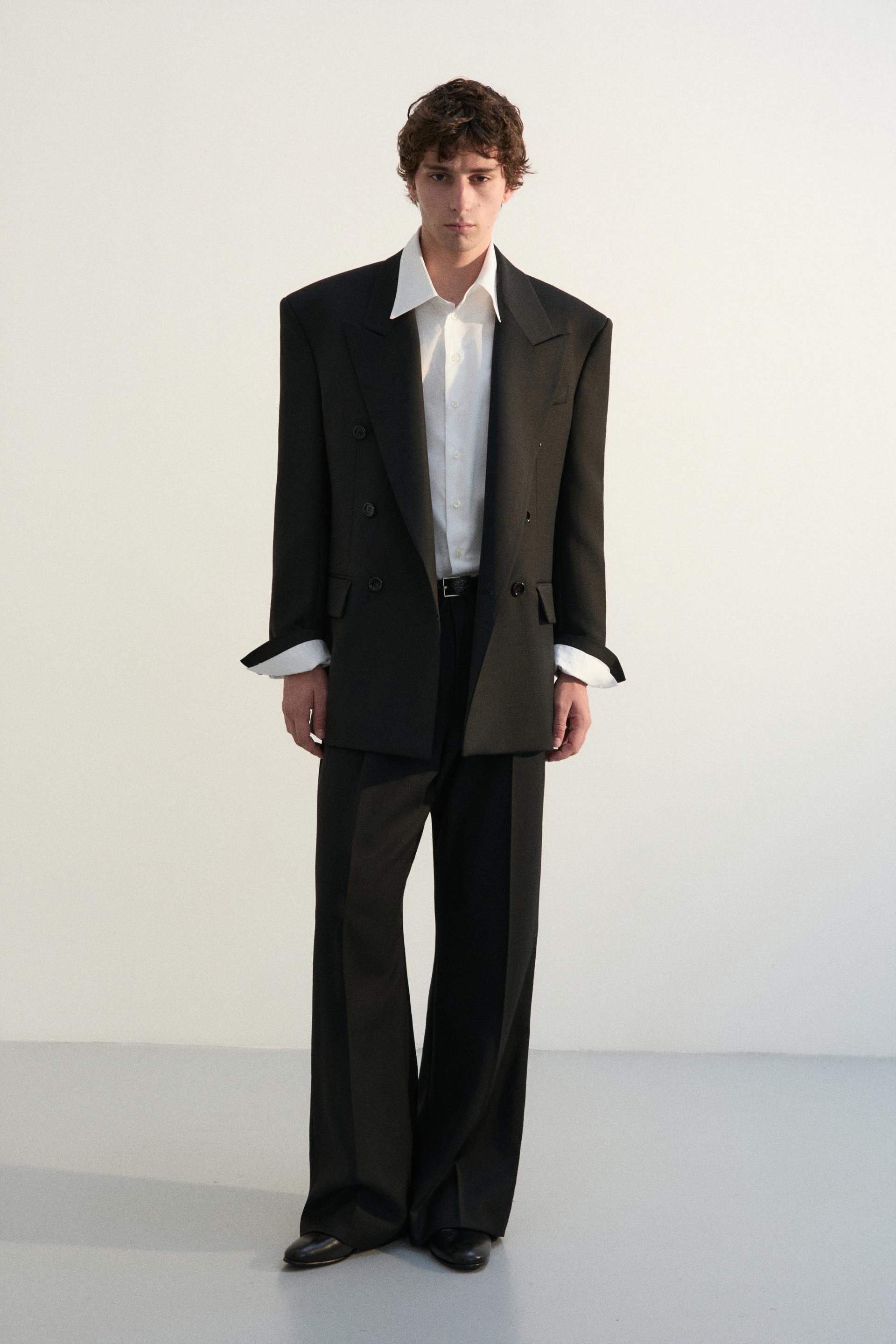 GALA PLEATED WIDE-LEG TROUSERS BLACK
