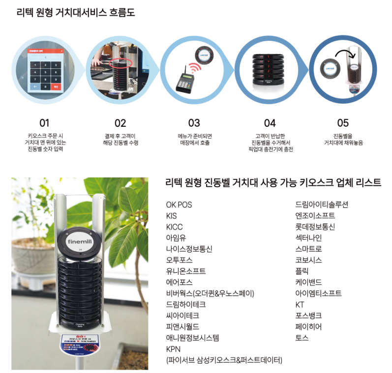 리텍 원형 진동벨 스탠드 거치대