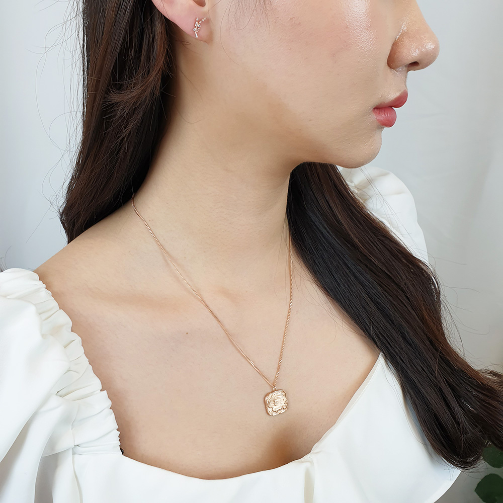 현골드앤실버] 14k 알리기에리 사각 코인 롱 금 목걸이 - SSG.COM