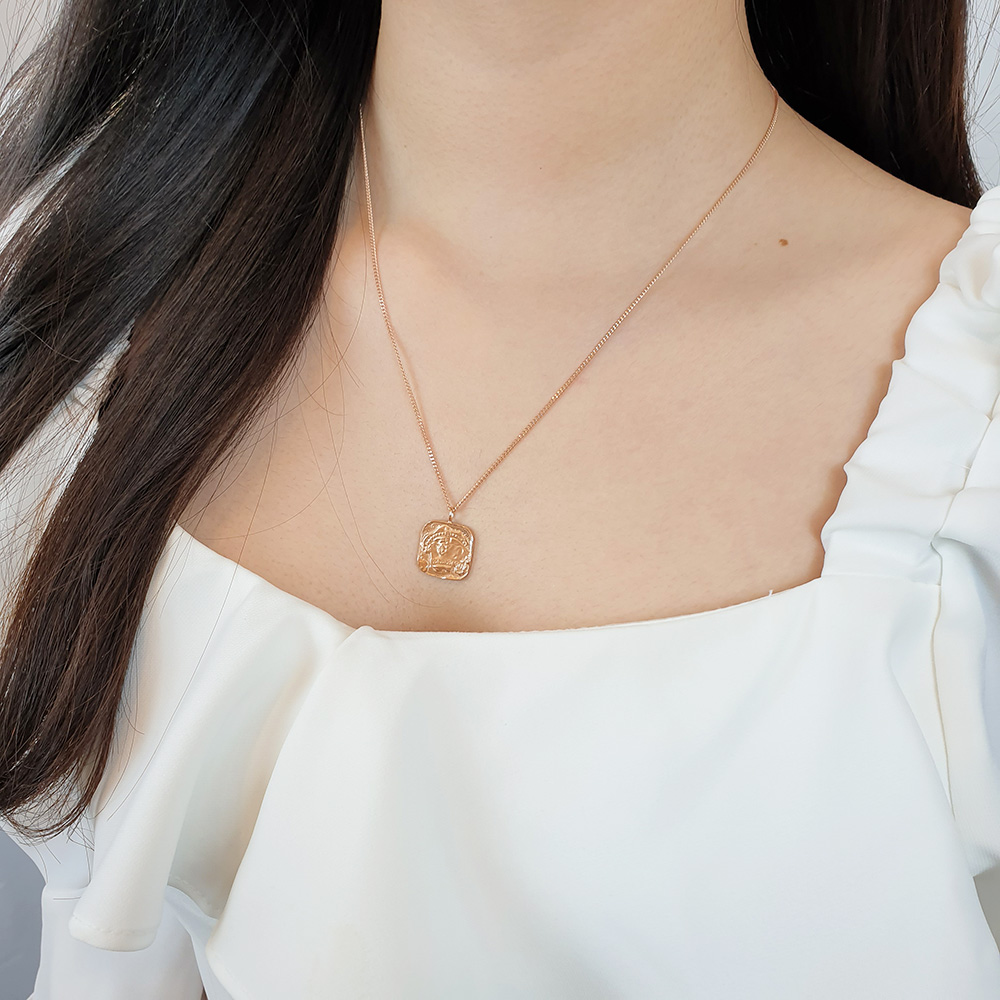 현골드앤실버] 14k 알리기에리 사각 코인 롱 금 목걸이 - SSG.COM