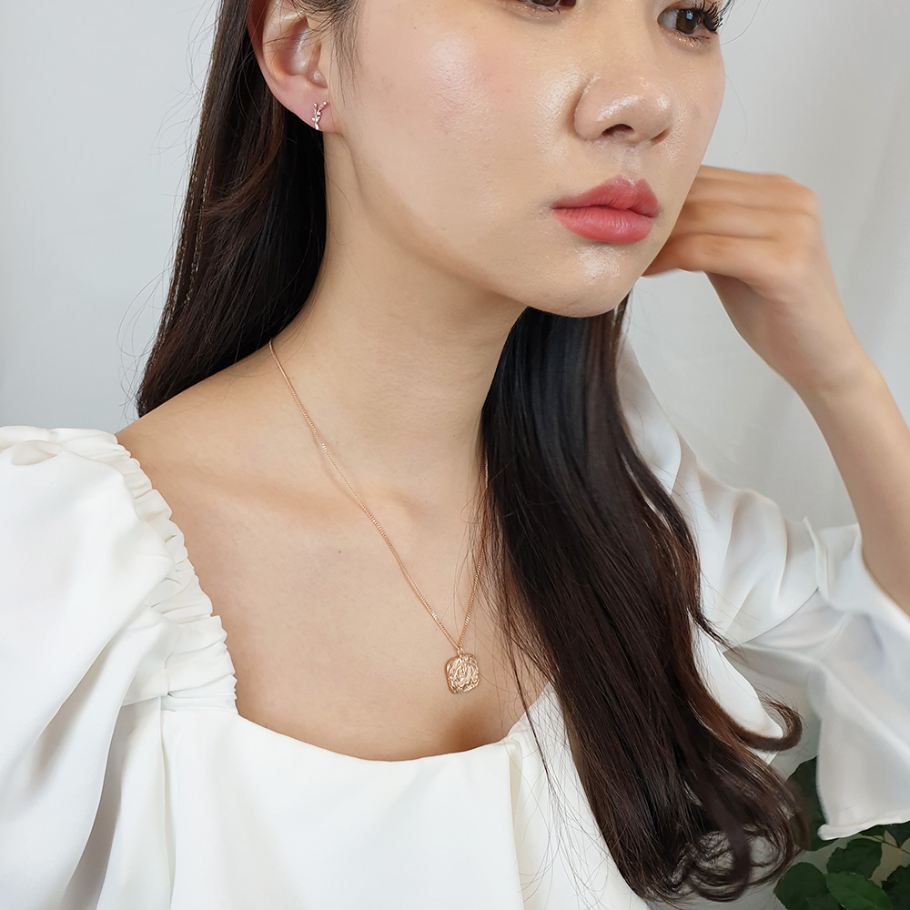 현골드앤실버] 14k 알리기에리 사각 코인 롱 금 목걸이 - SSG.COM