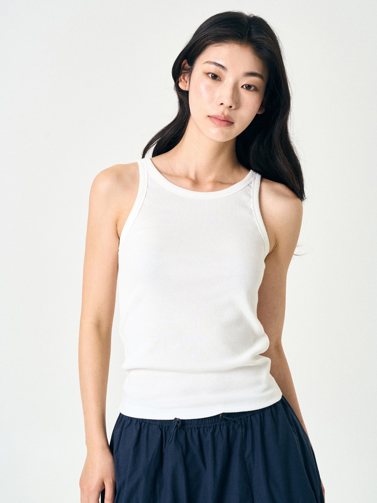 U-neck Sleeveless Top (Navy)
