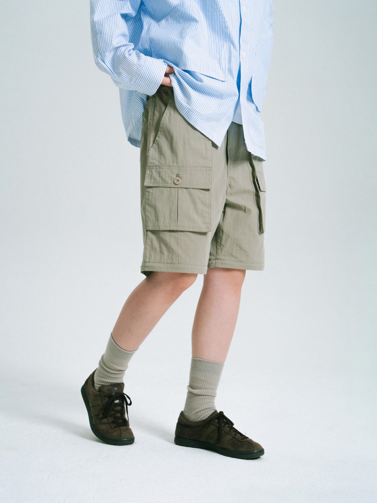 (Set) Collar Check Shirts & 2way Cargo Pants