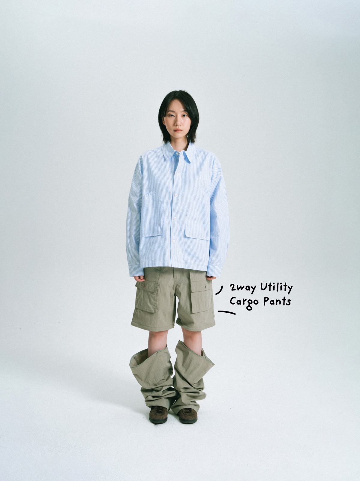 (Set) Collar Check Shirts & 2way Cargo Pants