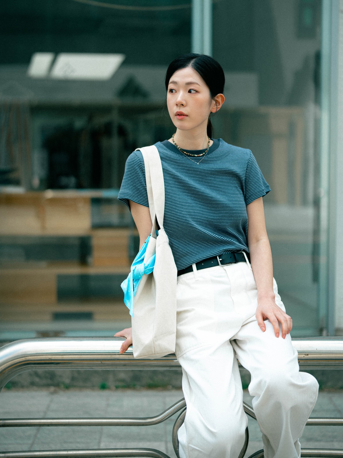 Classic Stripe Tee (Charcoal)